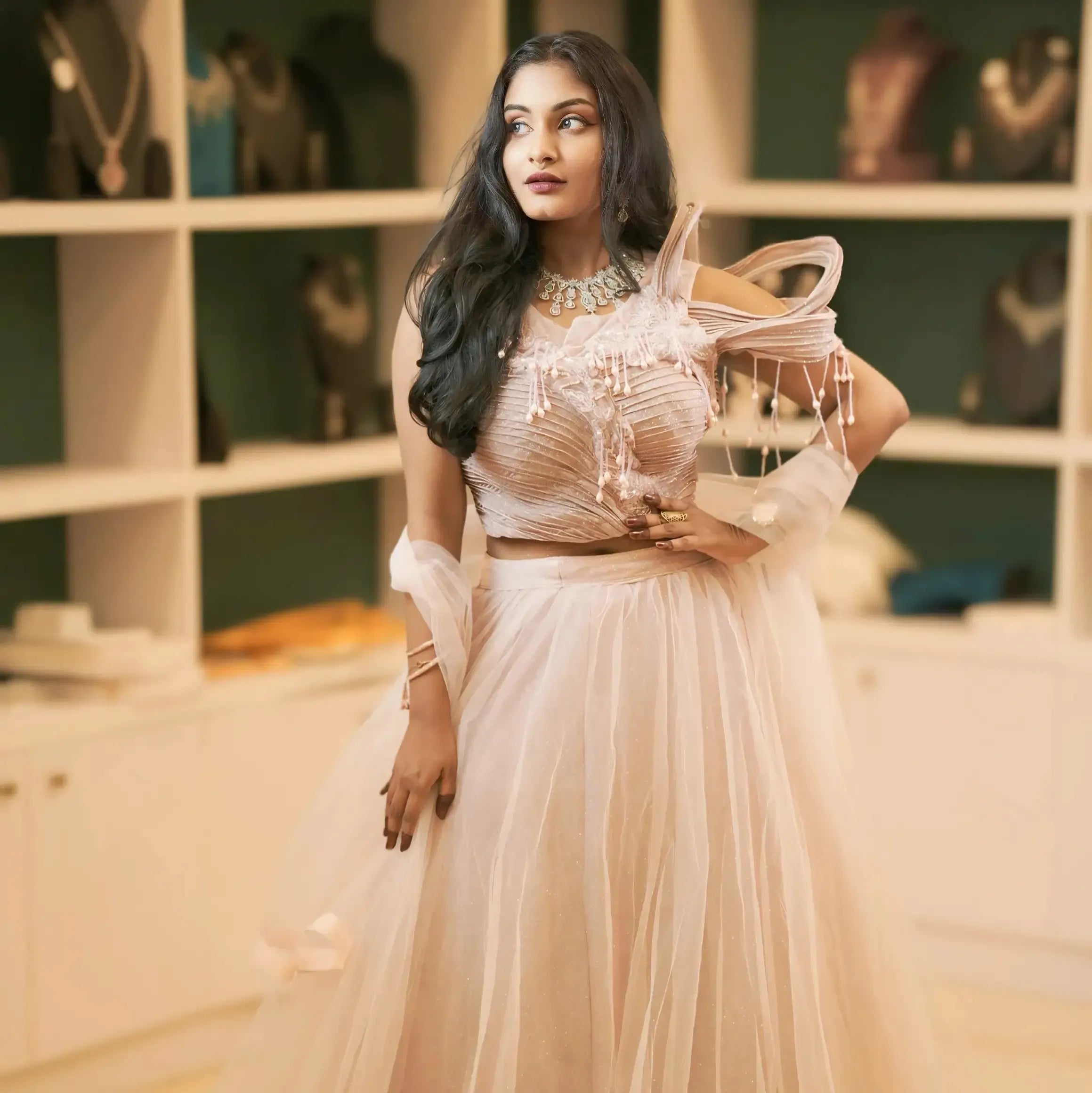 Pastel Pink Lehenga Rental Kerala