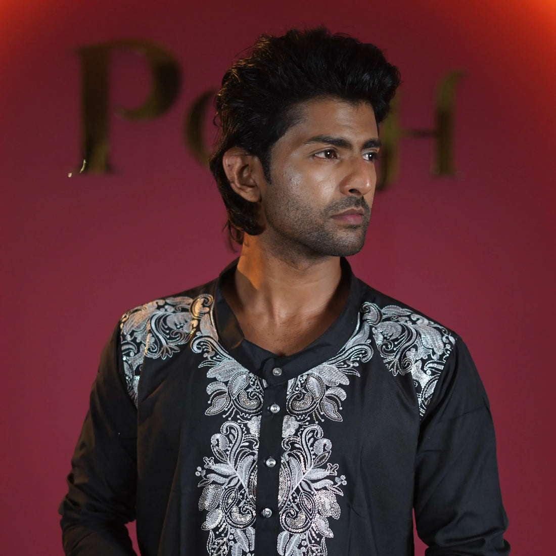 Groom wearing designer wedding outfit at Posh Wedding Rental Kerala – stylish groom dress for wedding fashion