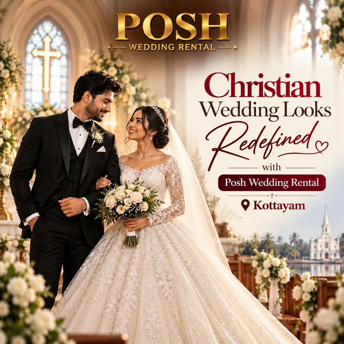 Christian Wedding Looks Redefined with Posh Wedding Rental Kottayam
