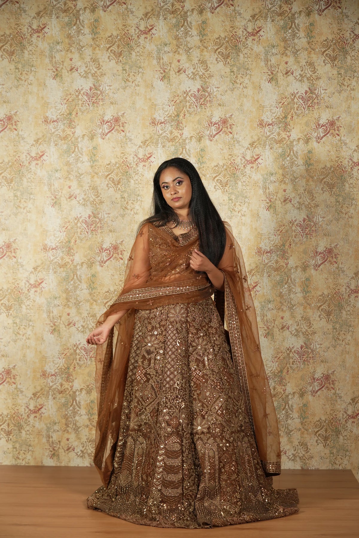 Light Coffee Crop Top Lehenga – A Soft Luxury Bridal Statement for Modern Weddings