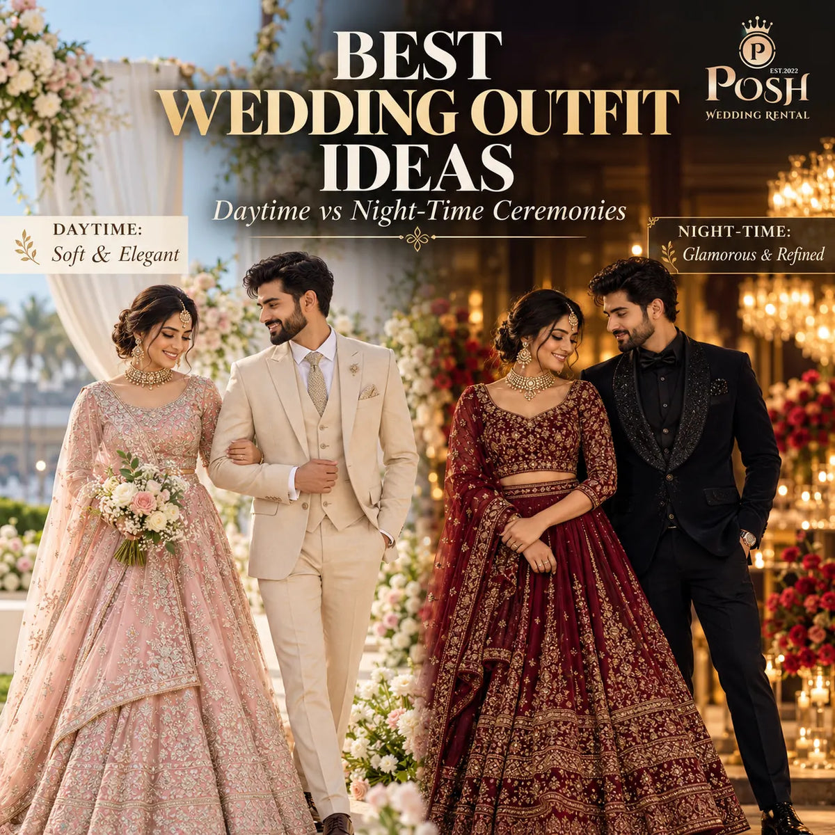 Best Wedding Outfit Ideas for Daytime and Night-Time Ceremonies