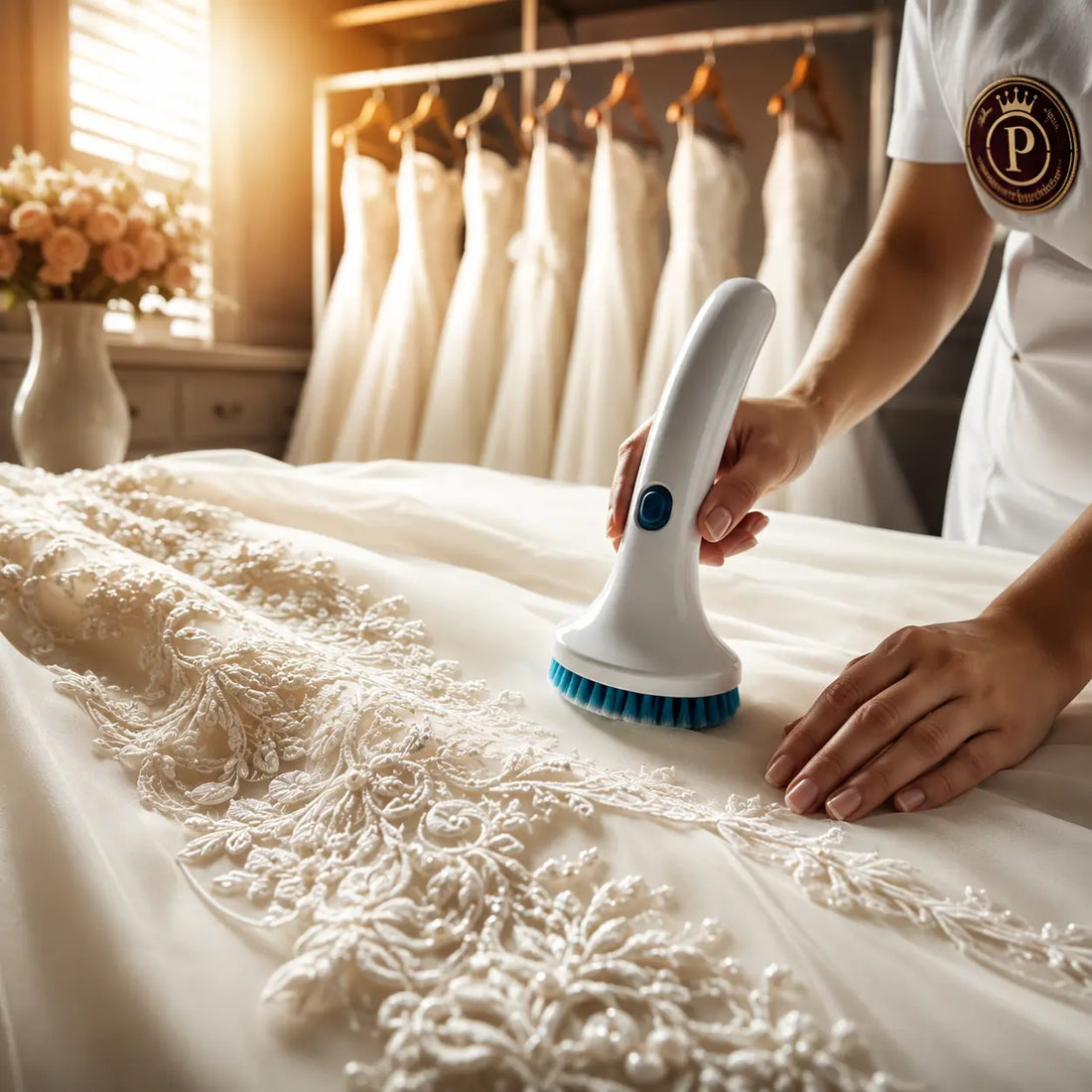 Expert bridal gown dry cleaning and wedding dress maintenance service ensuring premium quality bridal wear at Posh Wedding Rental.