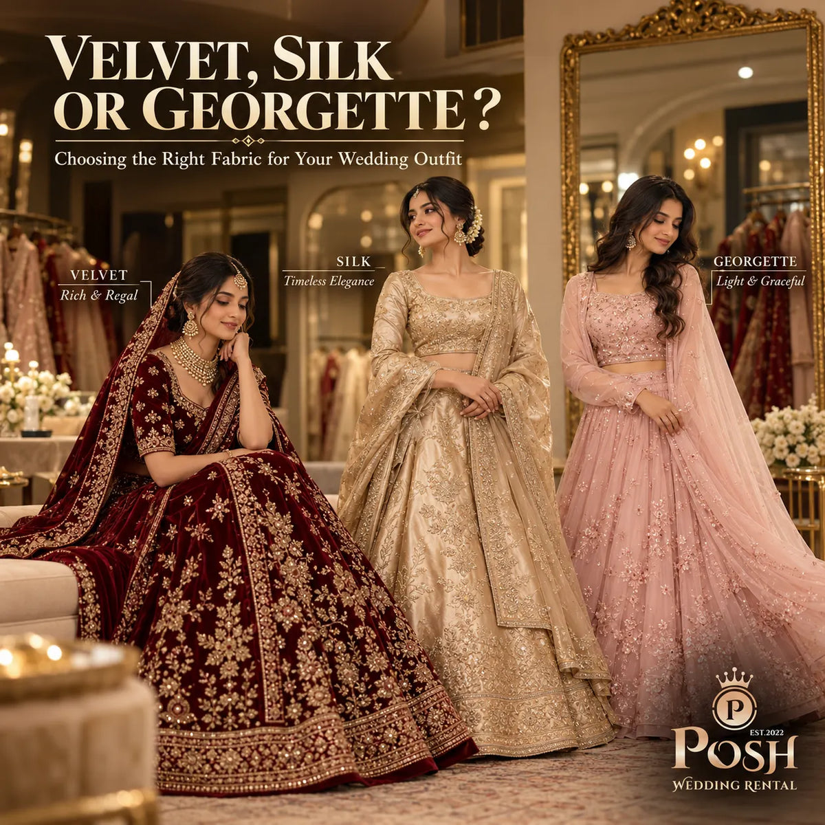 Velvet, Silk or Georgette? Choosing the Right Fabric for Your Wedding Outfit