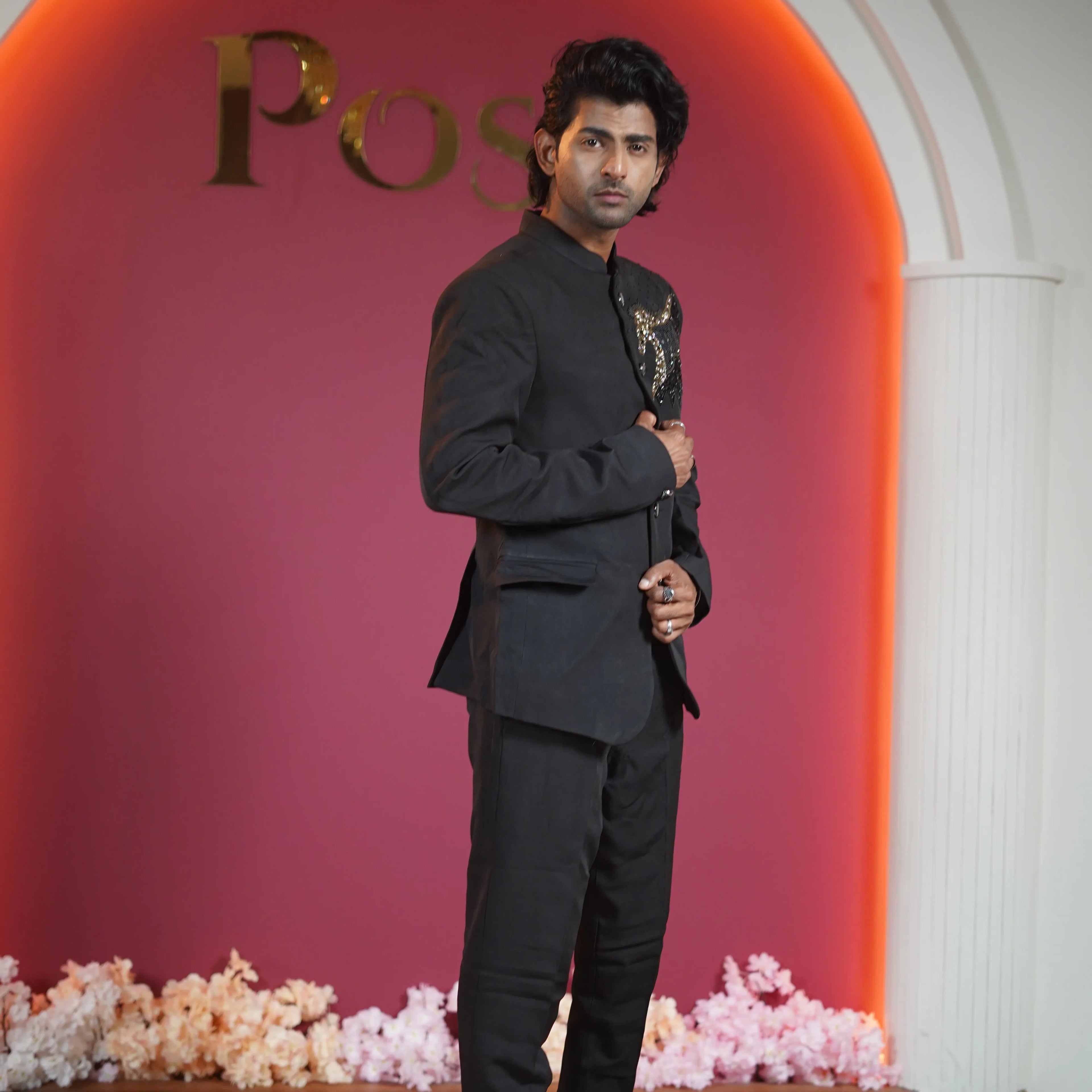 black designer jodhpuri suit for groom available at Posh Wedding Rental Kerala groom suit rental