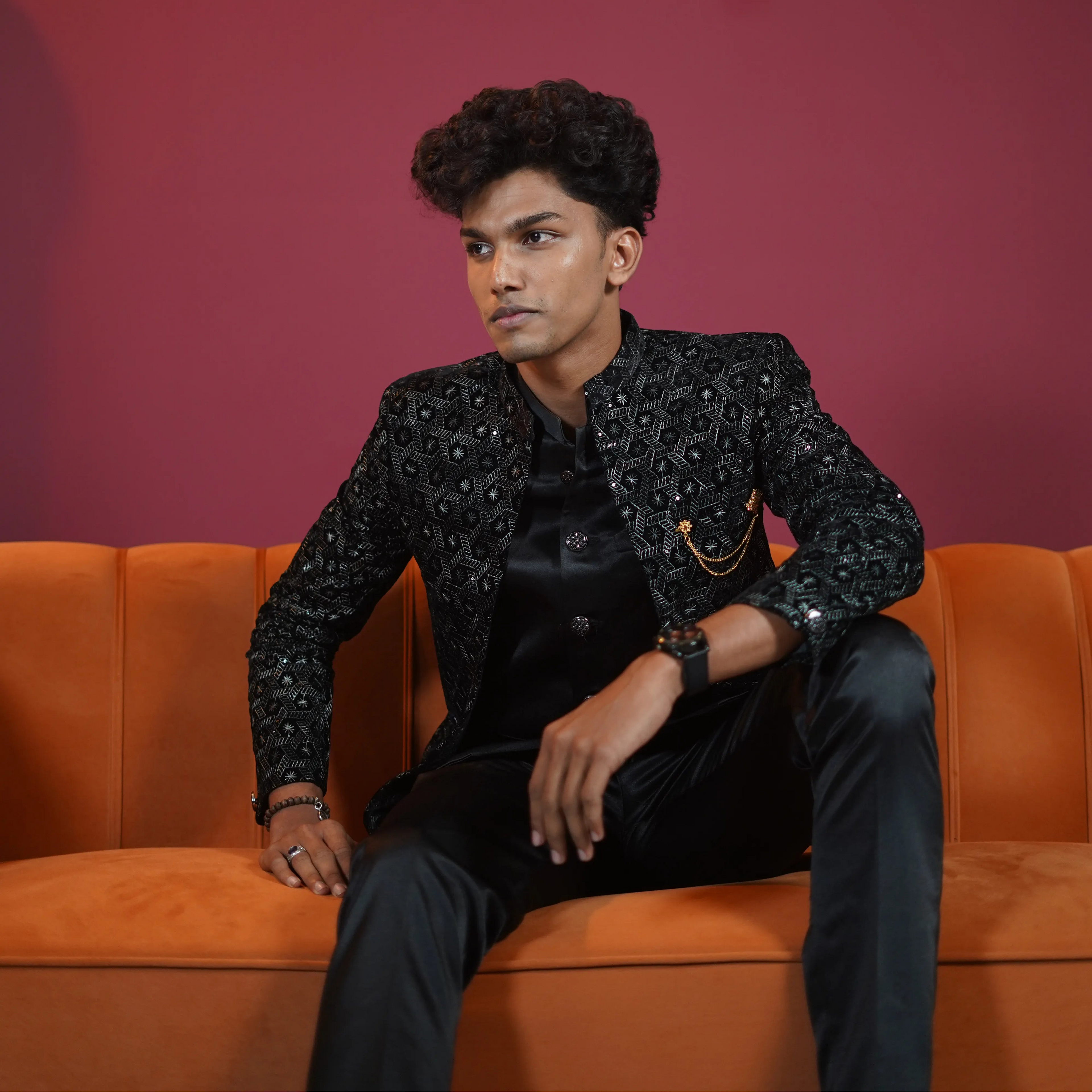 Black Designer Embroidered Jodhpuri Suit