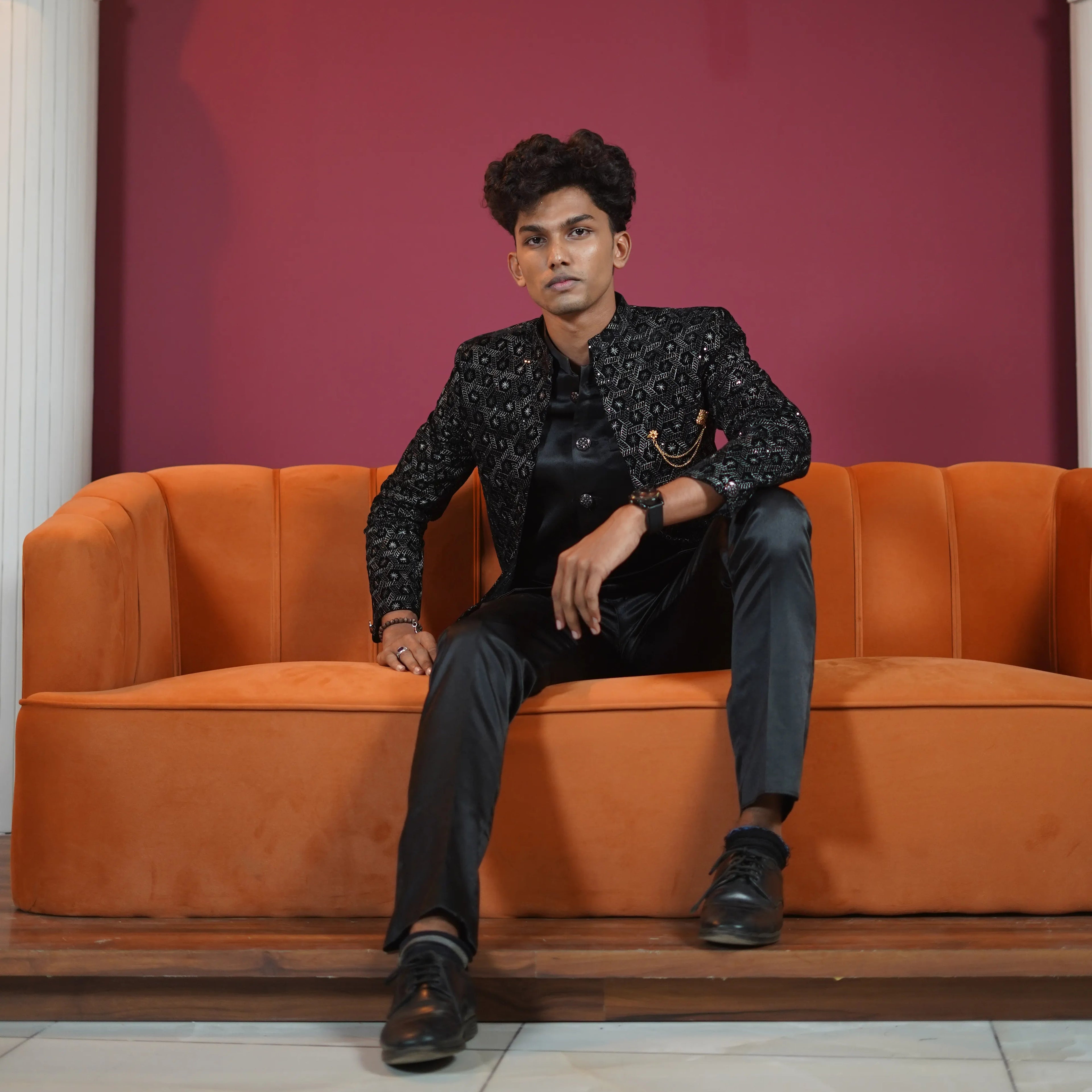 Black Designer Embroidered Jodhpuri Suit