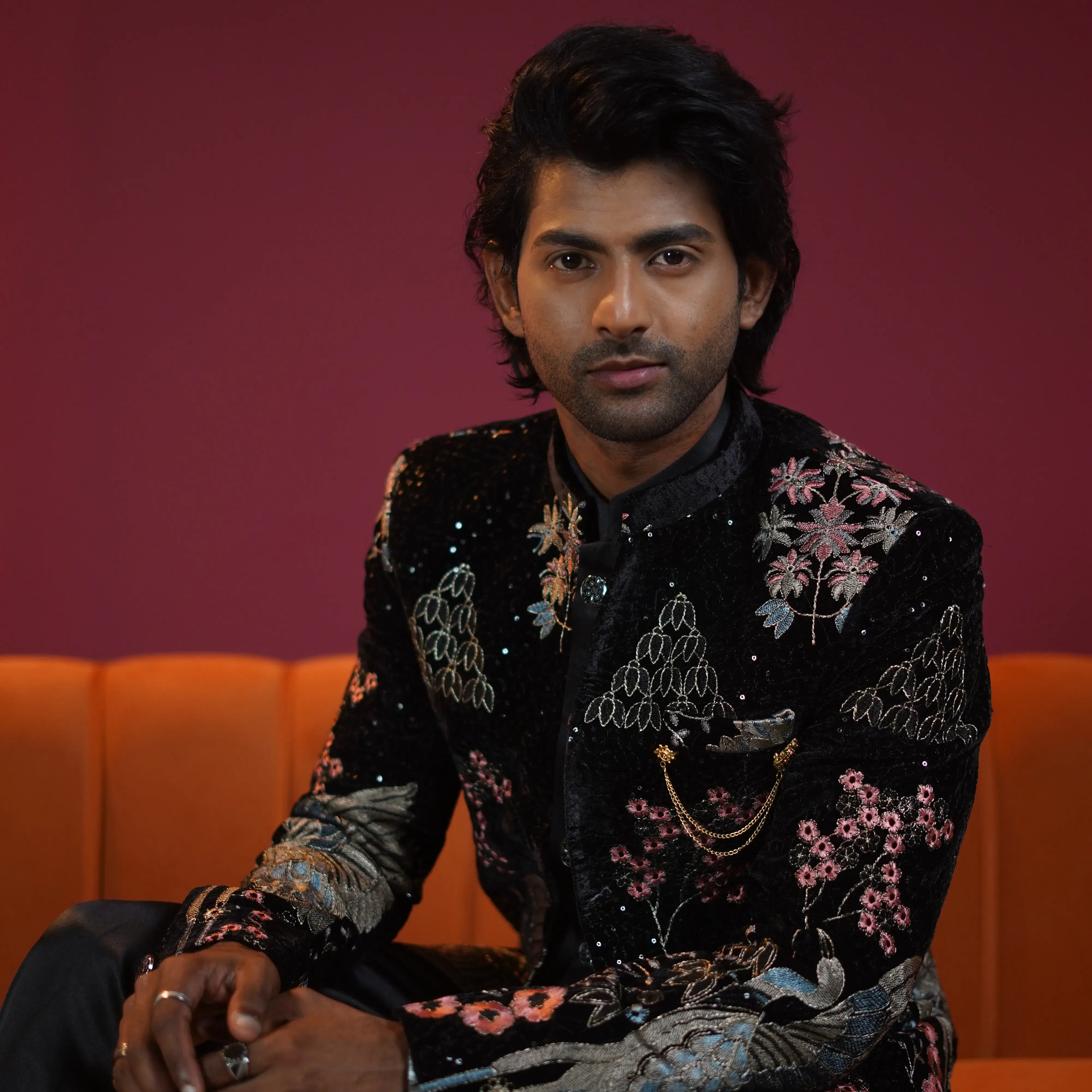 black designer embroidered jodhpuri suit for groom available at Posh Wedding Rental Kerala groom suit rental