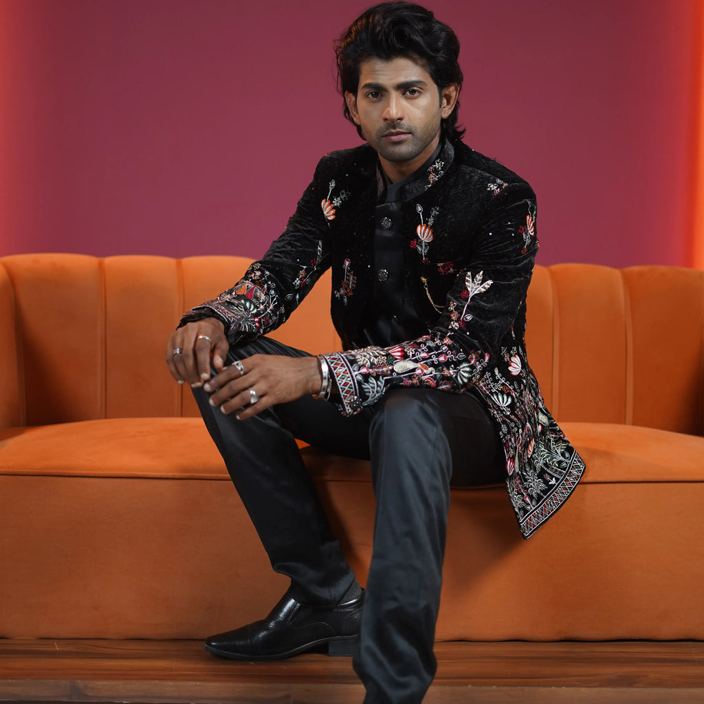 Black Embroidered Jodhpuri Suit