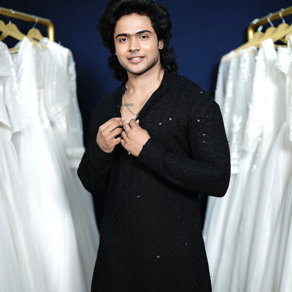 Black Festive Wedding Kurtha