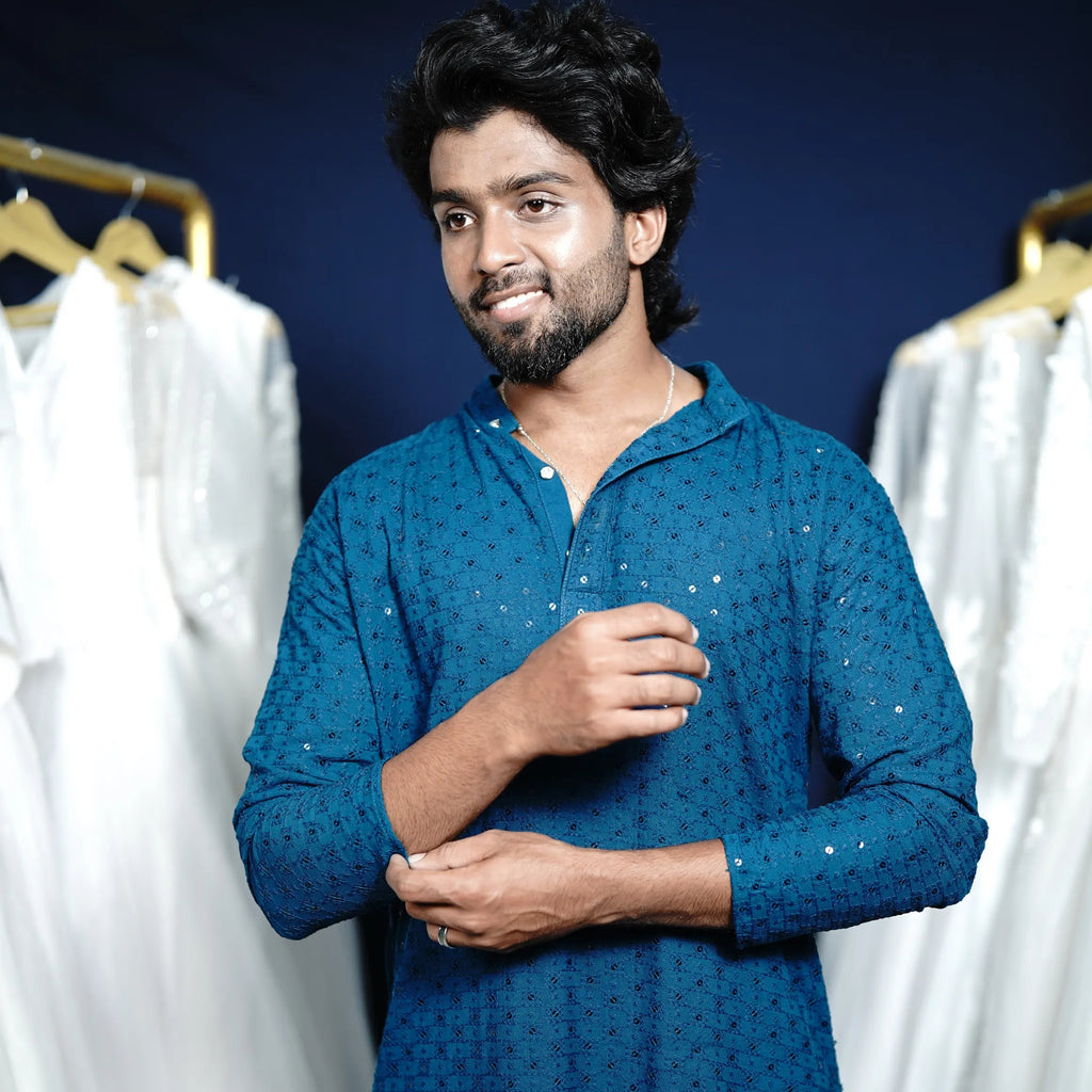 Traditional Blue Wedding Kurtha