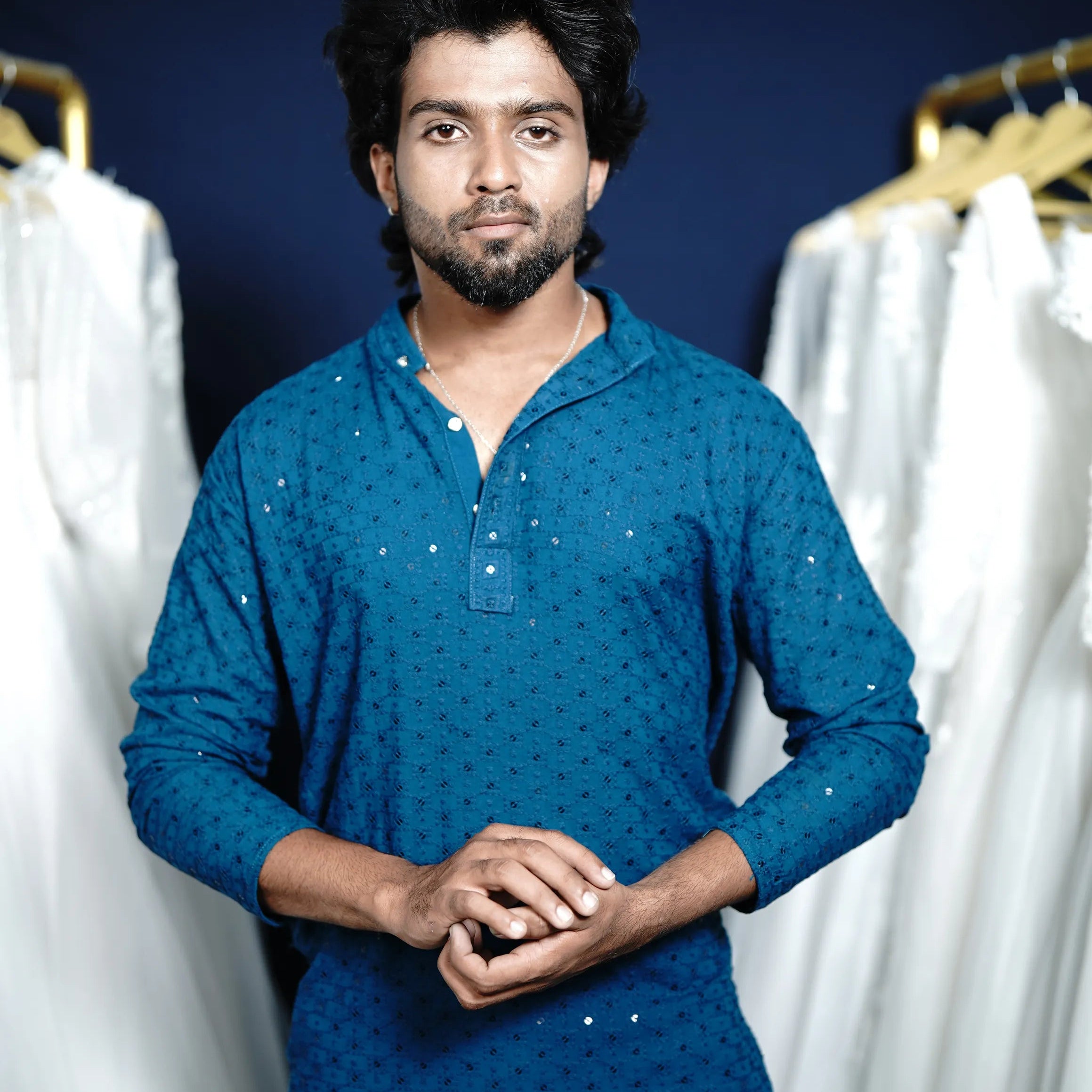 Traditional Blue Wedding Kurtha