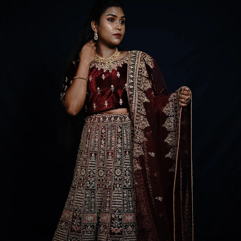 Dark Brown Bridal Lehenga