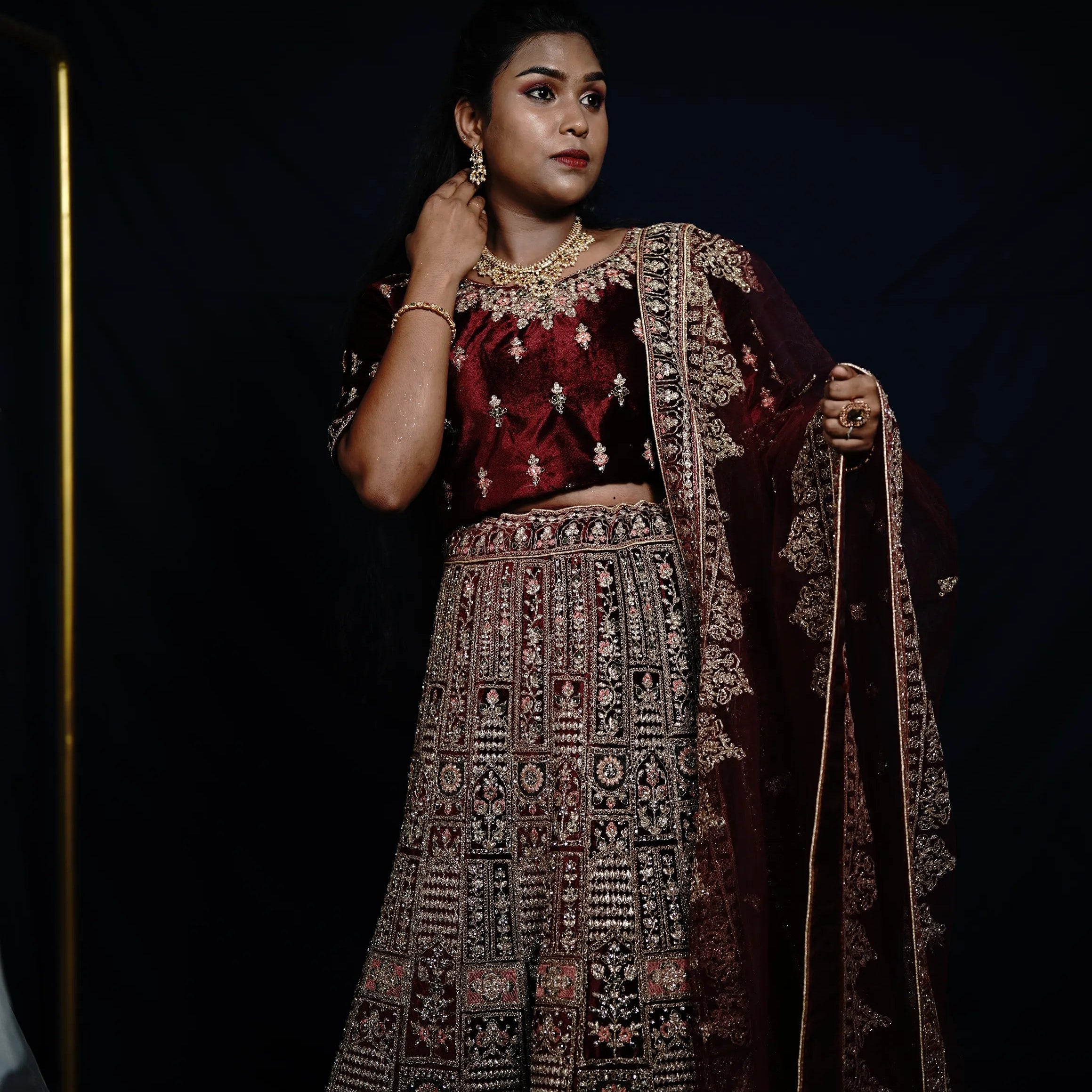 Dark Brown Bridal Lehenga