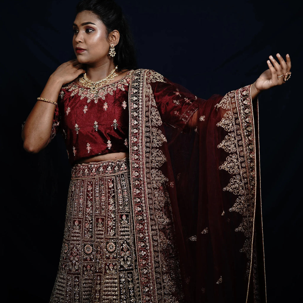 Dark Brown Bridal Lehenga