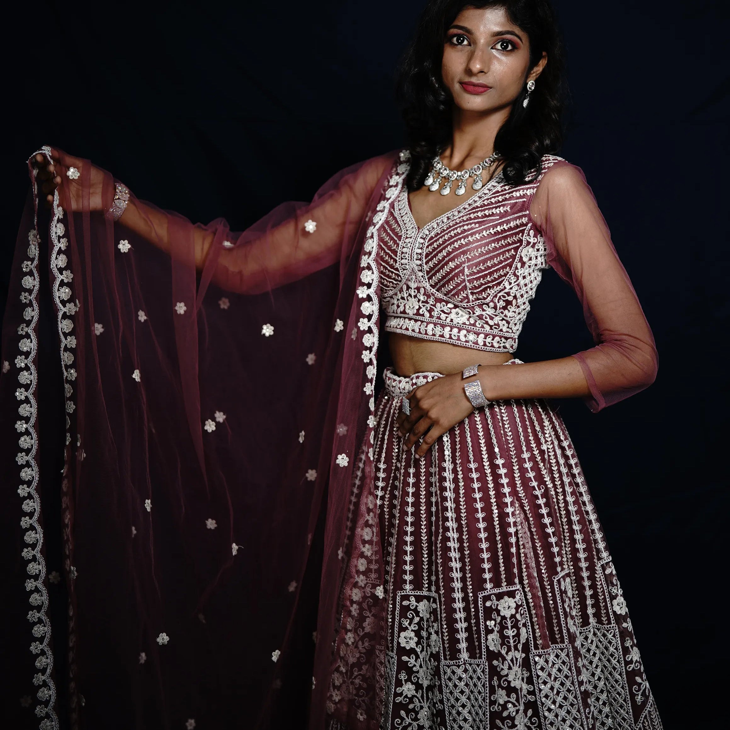 Rose Bridal Crop Top Lehenga
