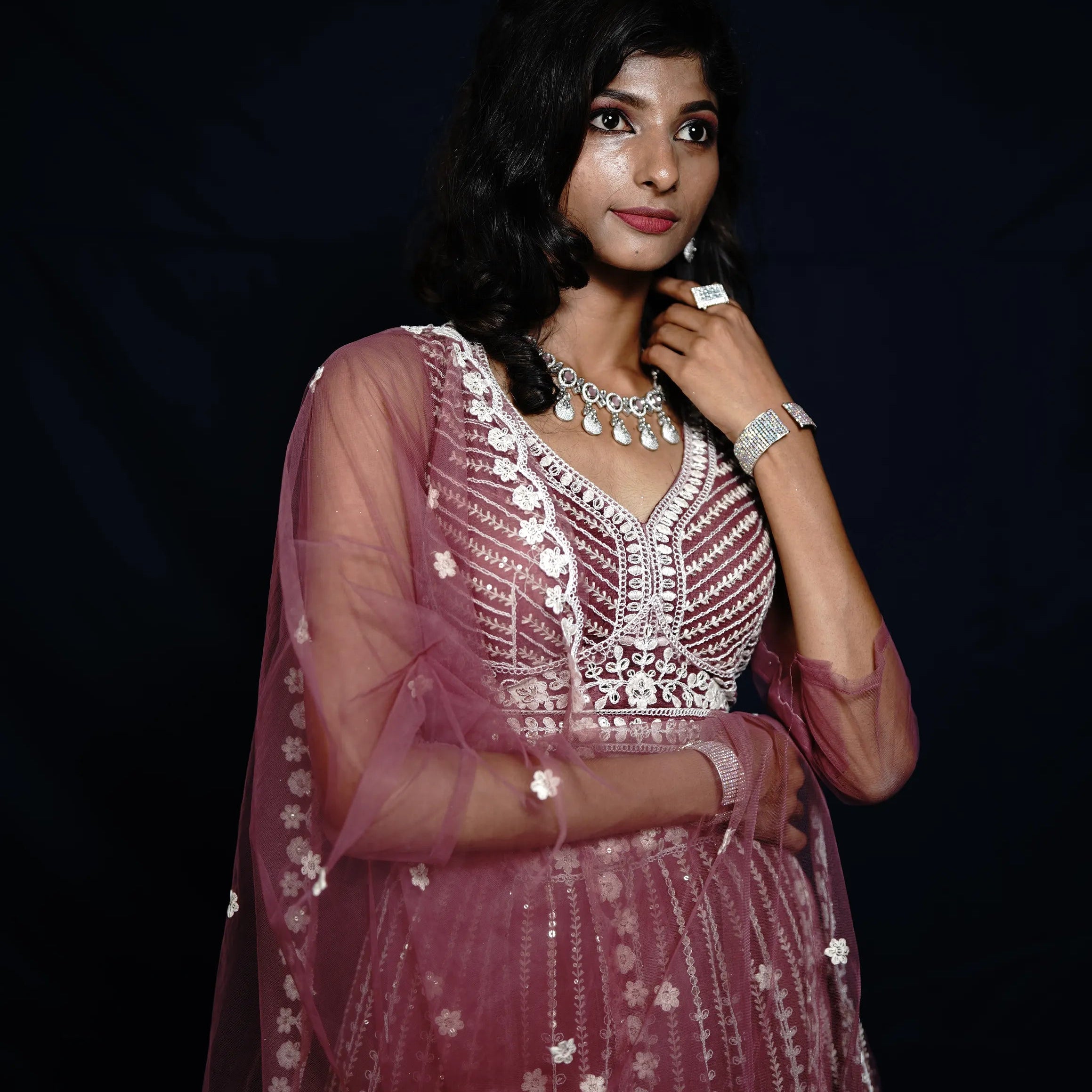 Rose Bridal Crop Top Lehenga