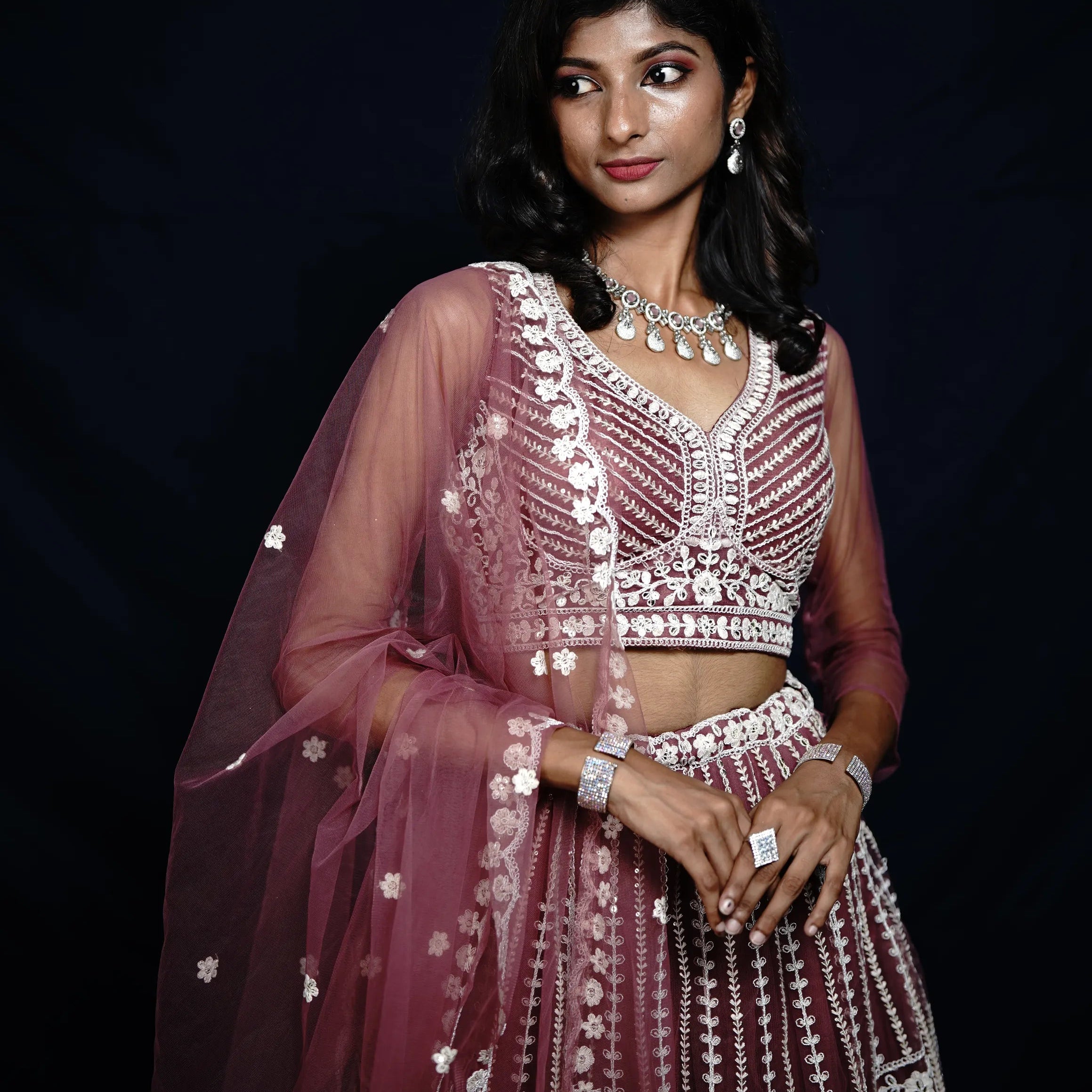 Rose Bridal Crop Top Lehenga