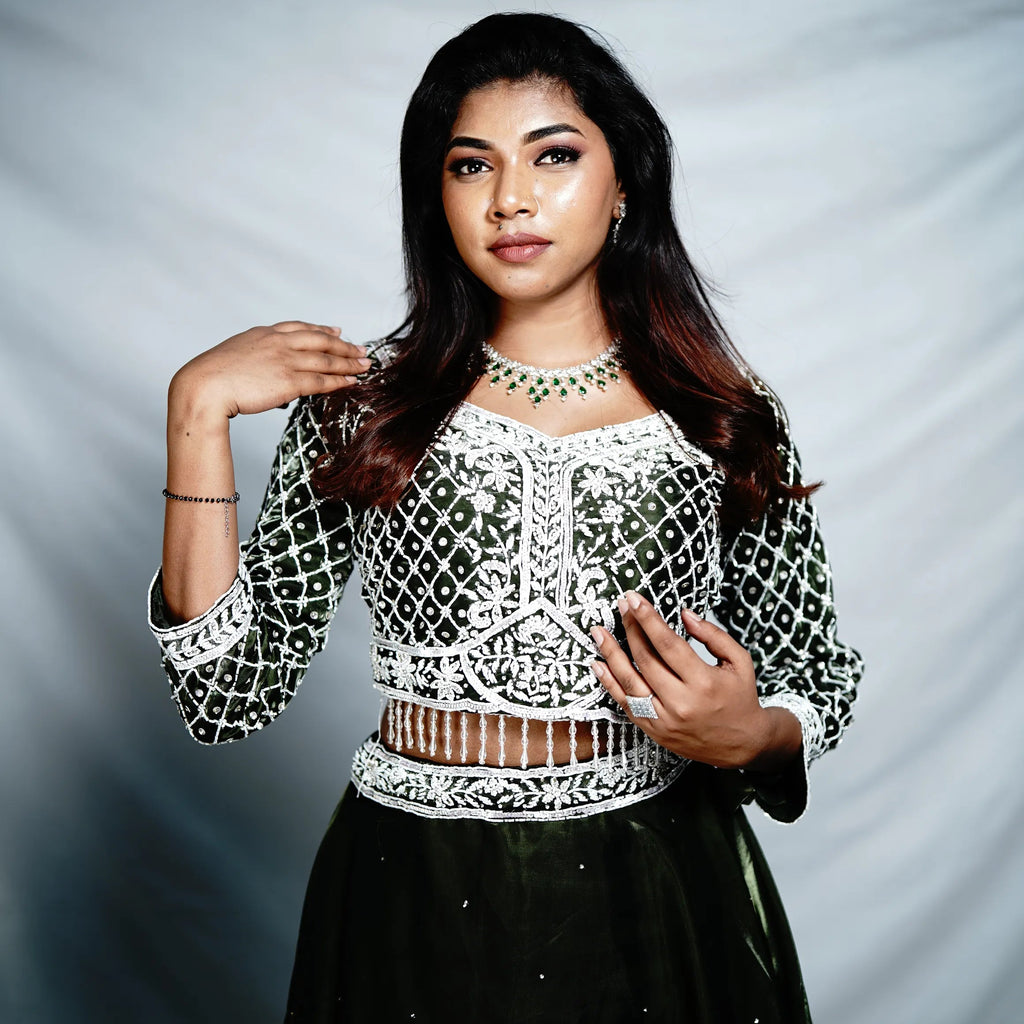 Green Elegant Crop Top
