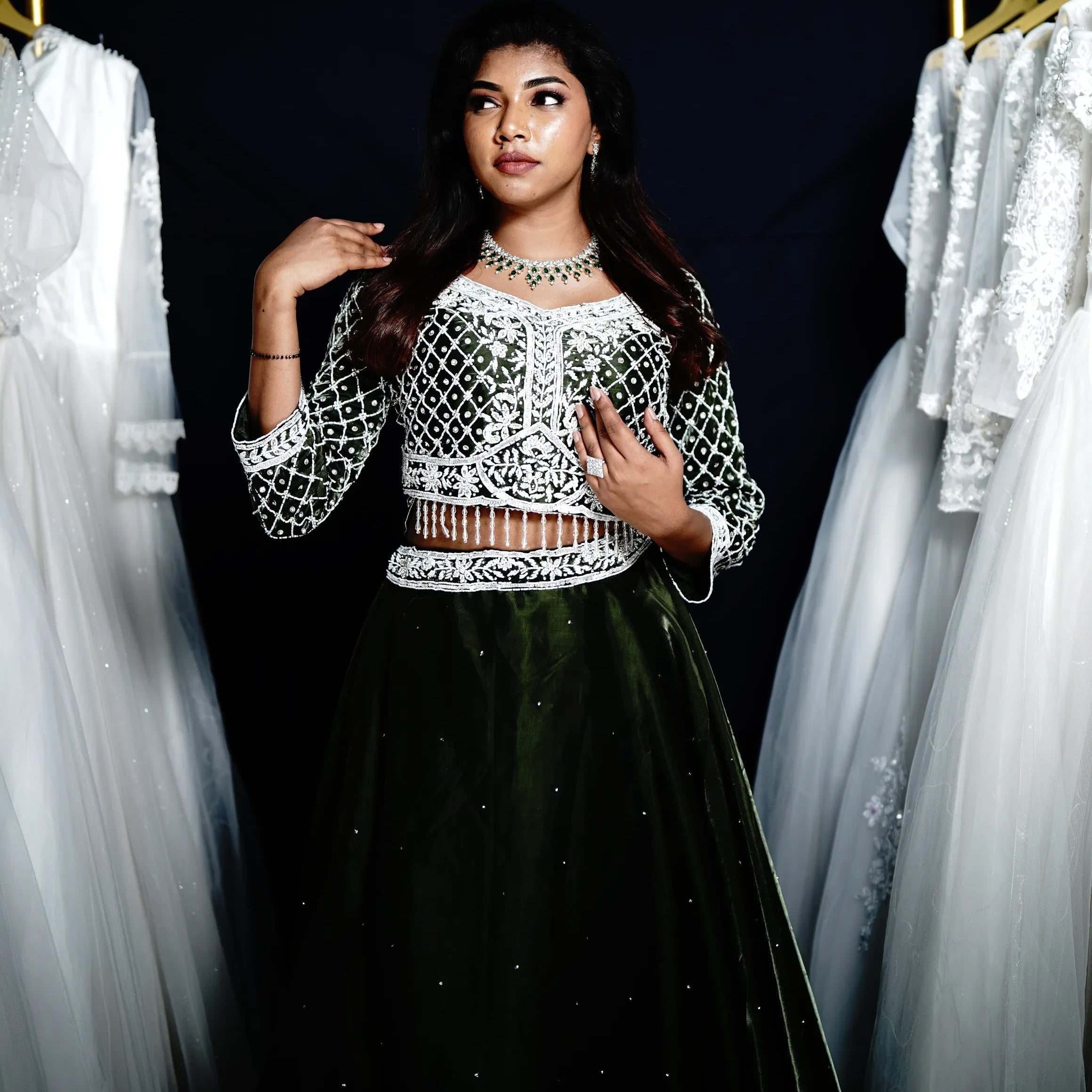 Green Elegant Crop Top