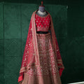 Red Heavy Embroidery Lehenga