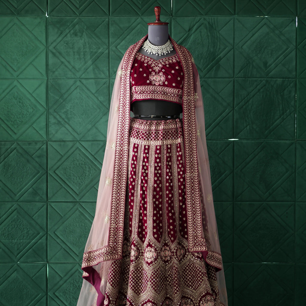 Wine Grape Bridal Lehenga