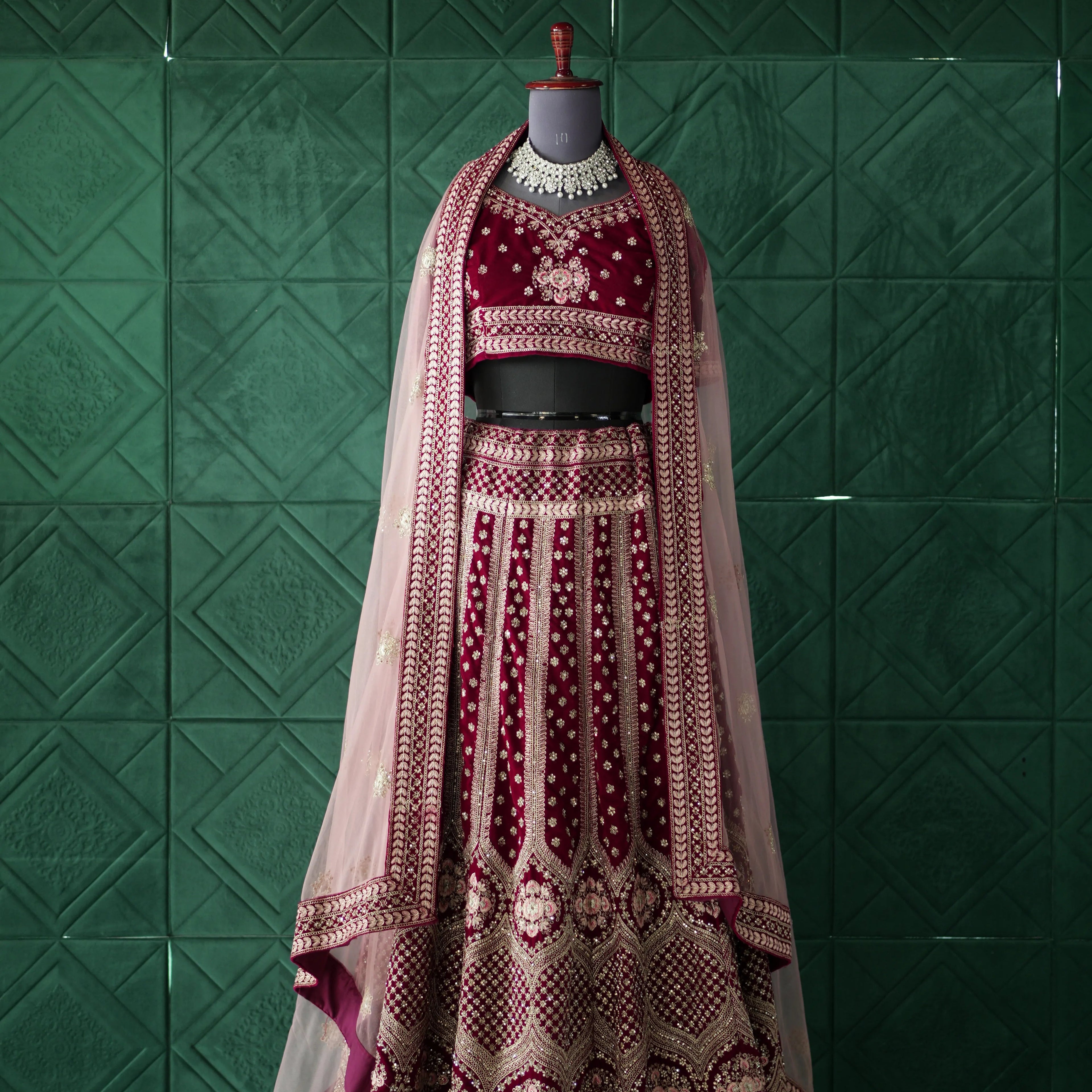 Wine Grape Bridal Lehenga