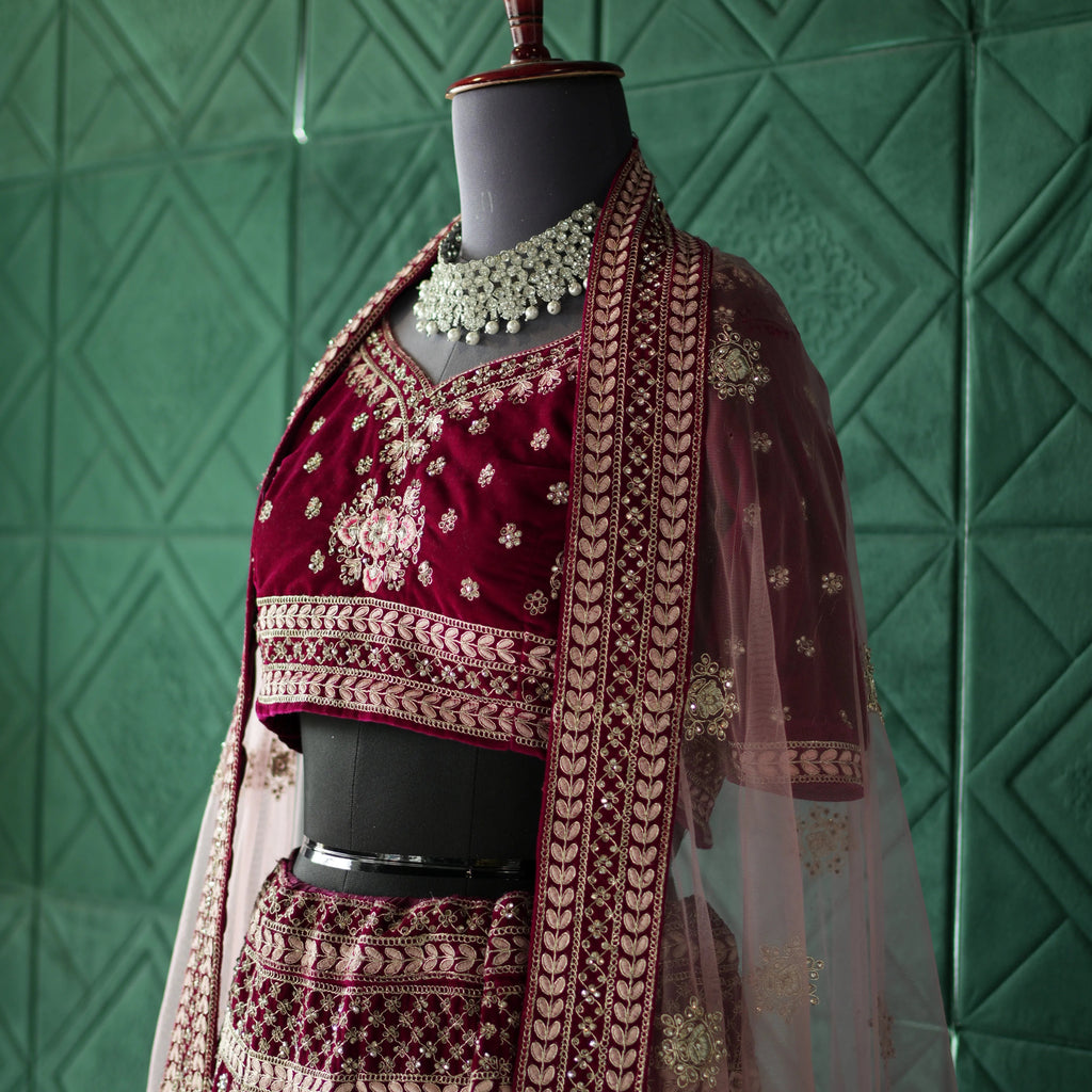 Wine Grape Bridal Lehenga