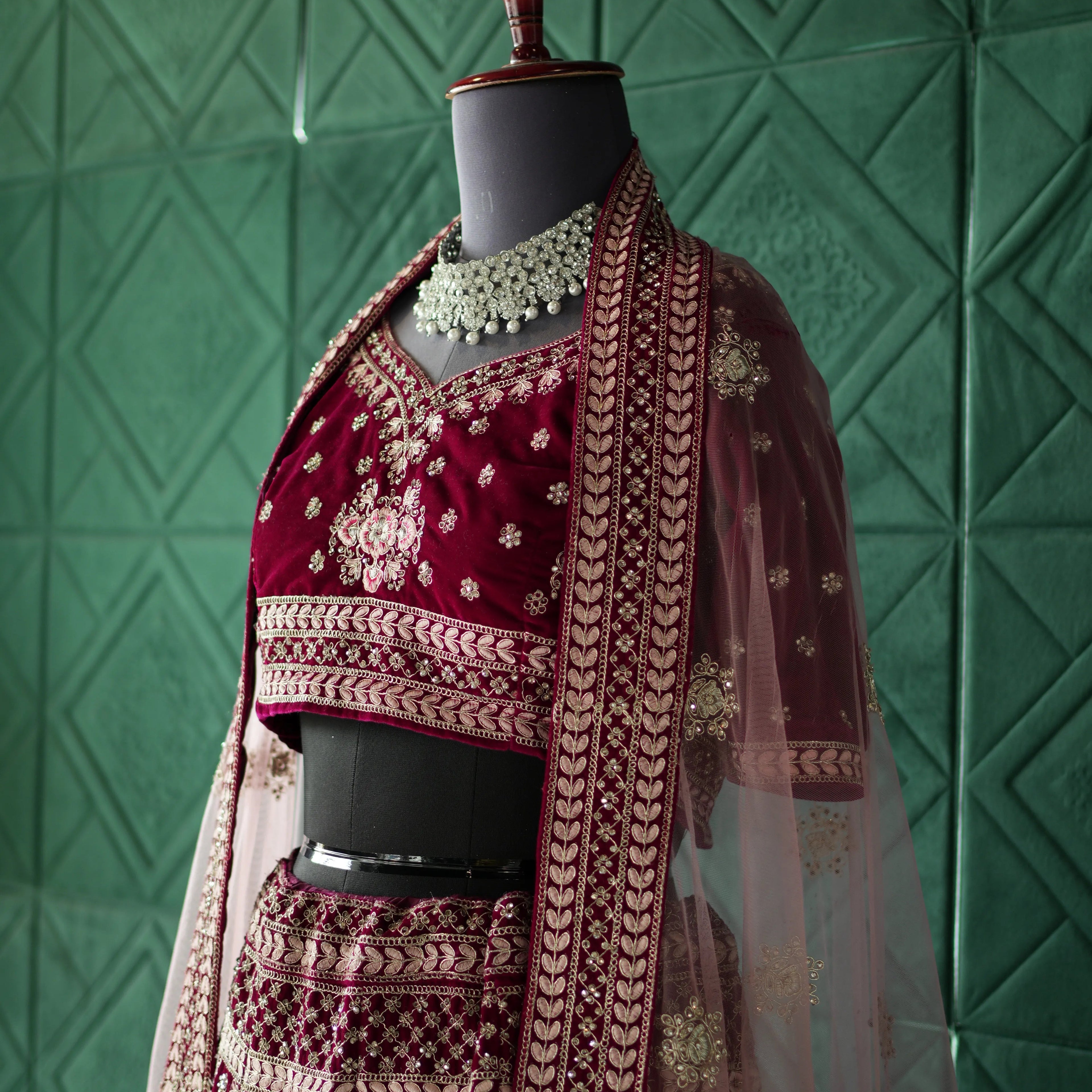Wine Grape Bridal Lehenga