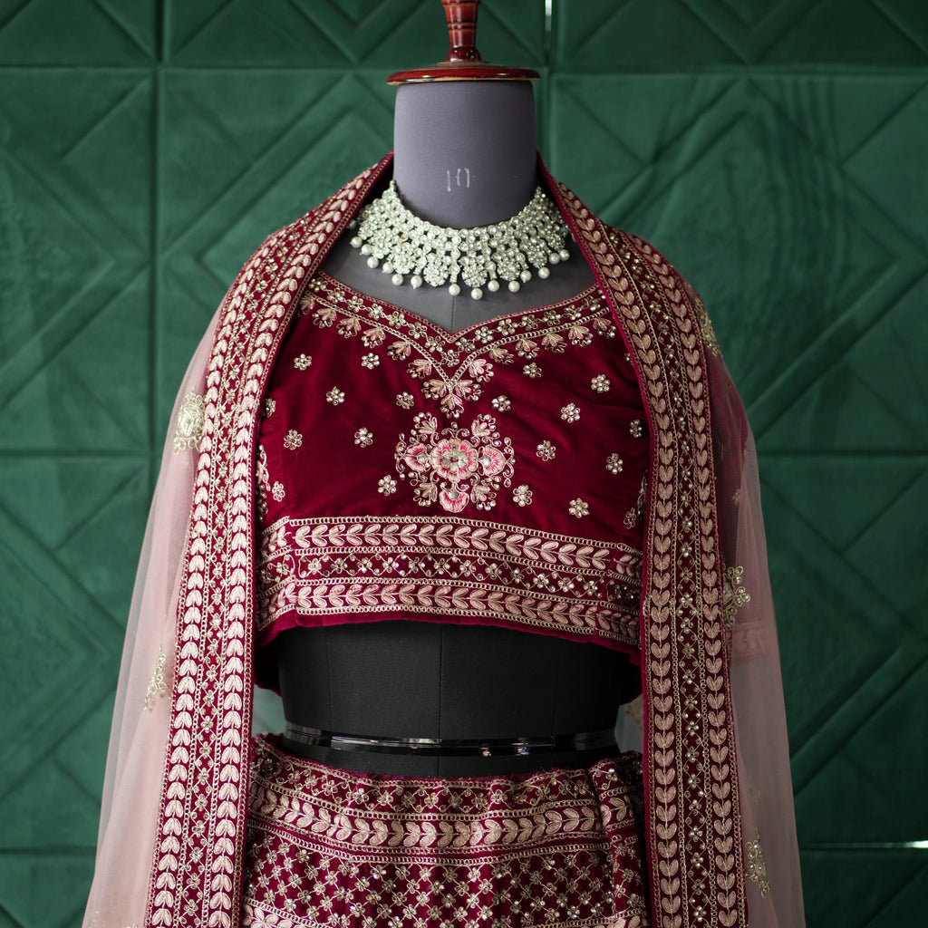 Wine Grape Bridal Lehenga