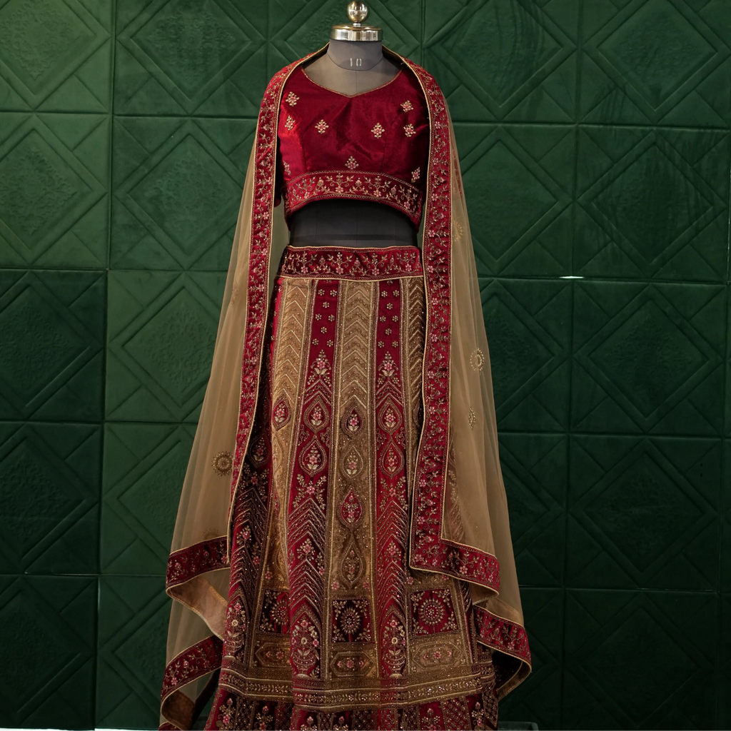 heavy gold embroidery lehenga