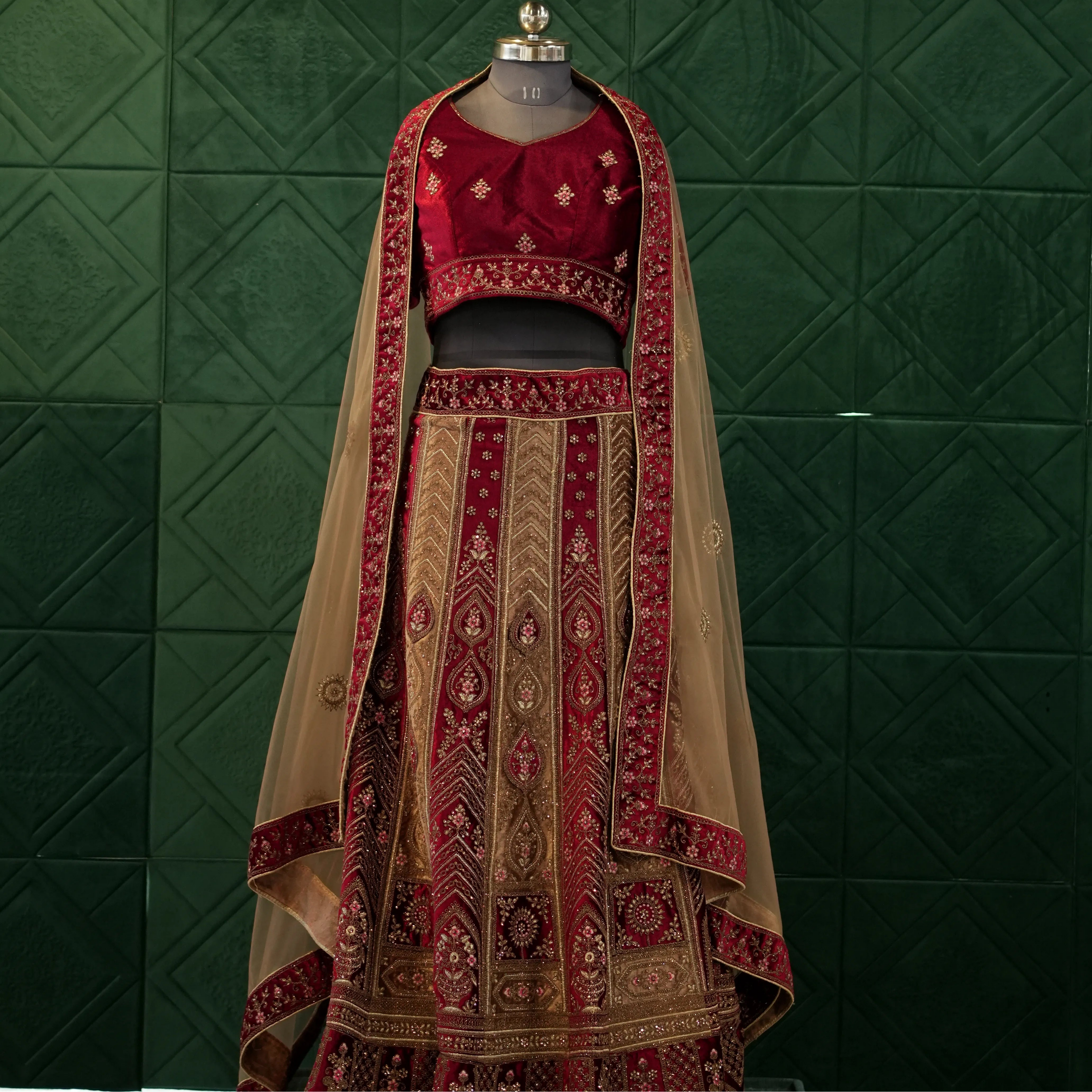 heavy gold embroidery lehenga