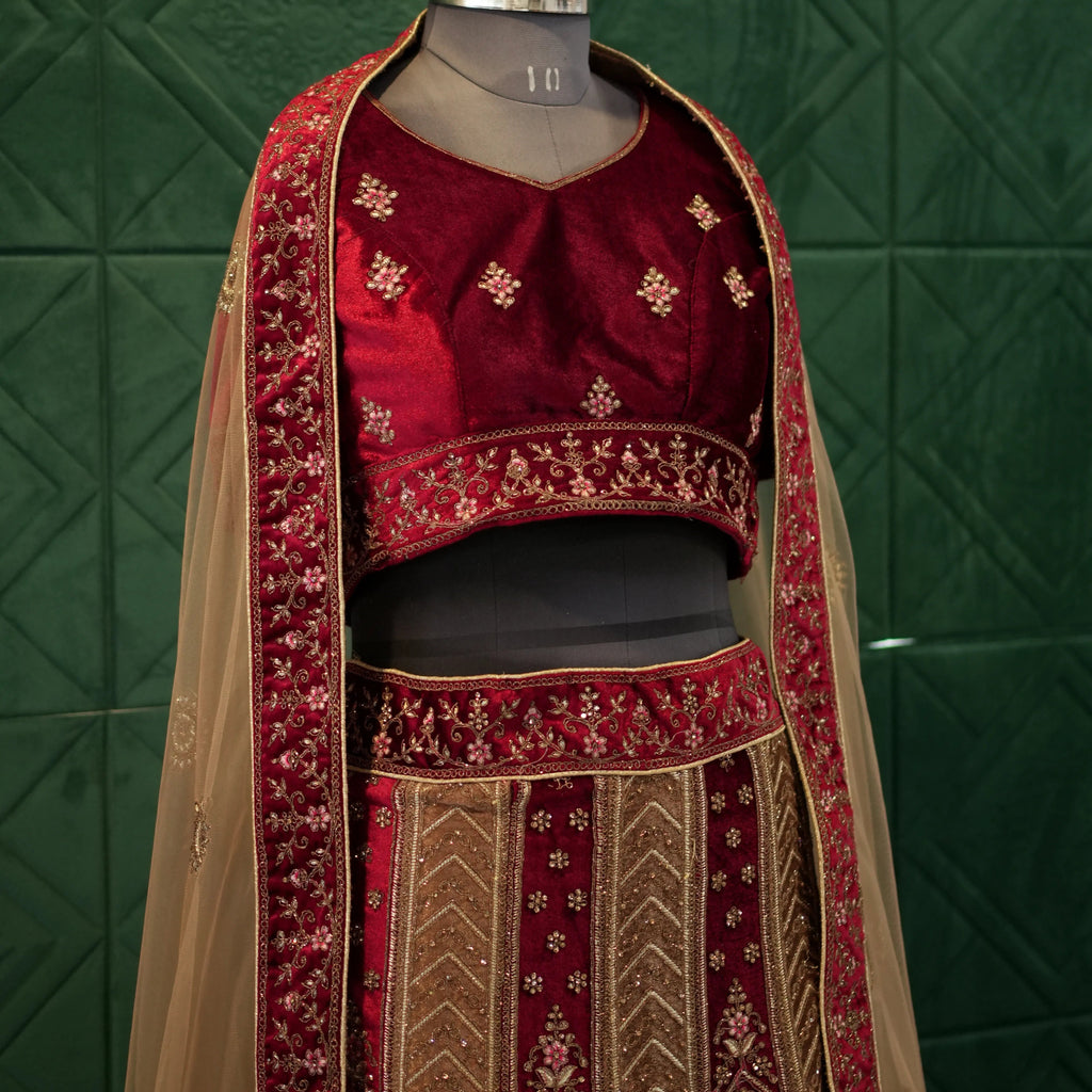 heavy gold embroidery lehenga