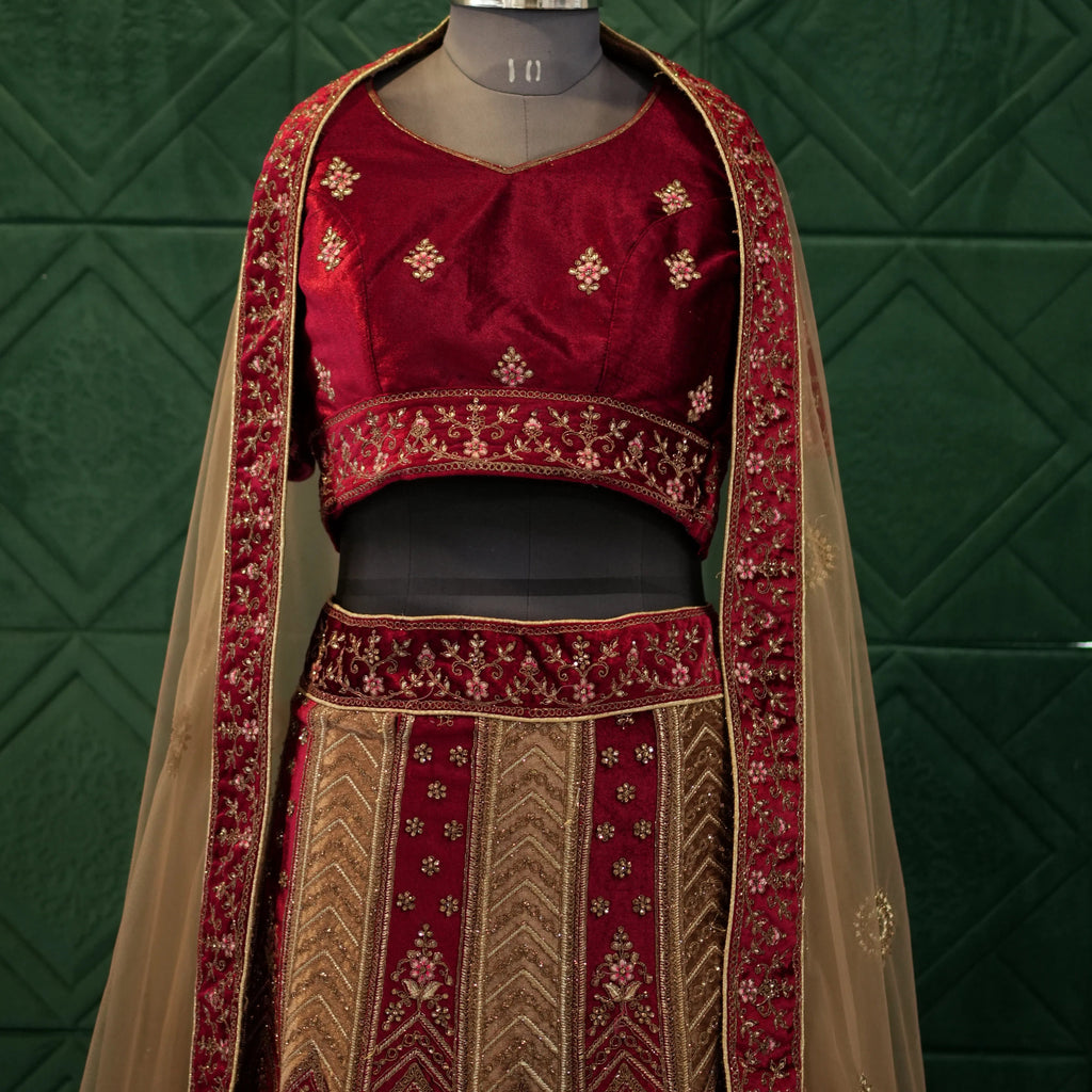heavy gold embroidery lehenga