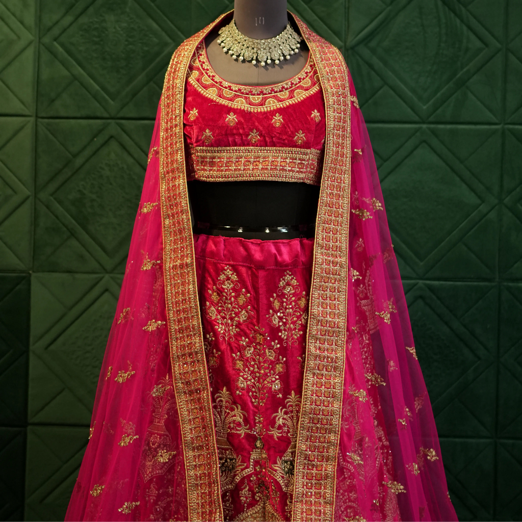 Luxury Hot Pink Bridal Lehenga