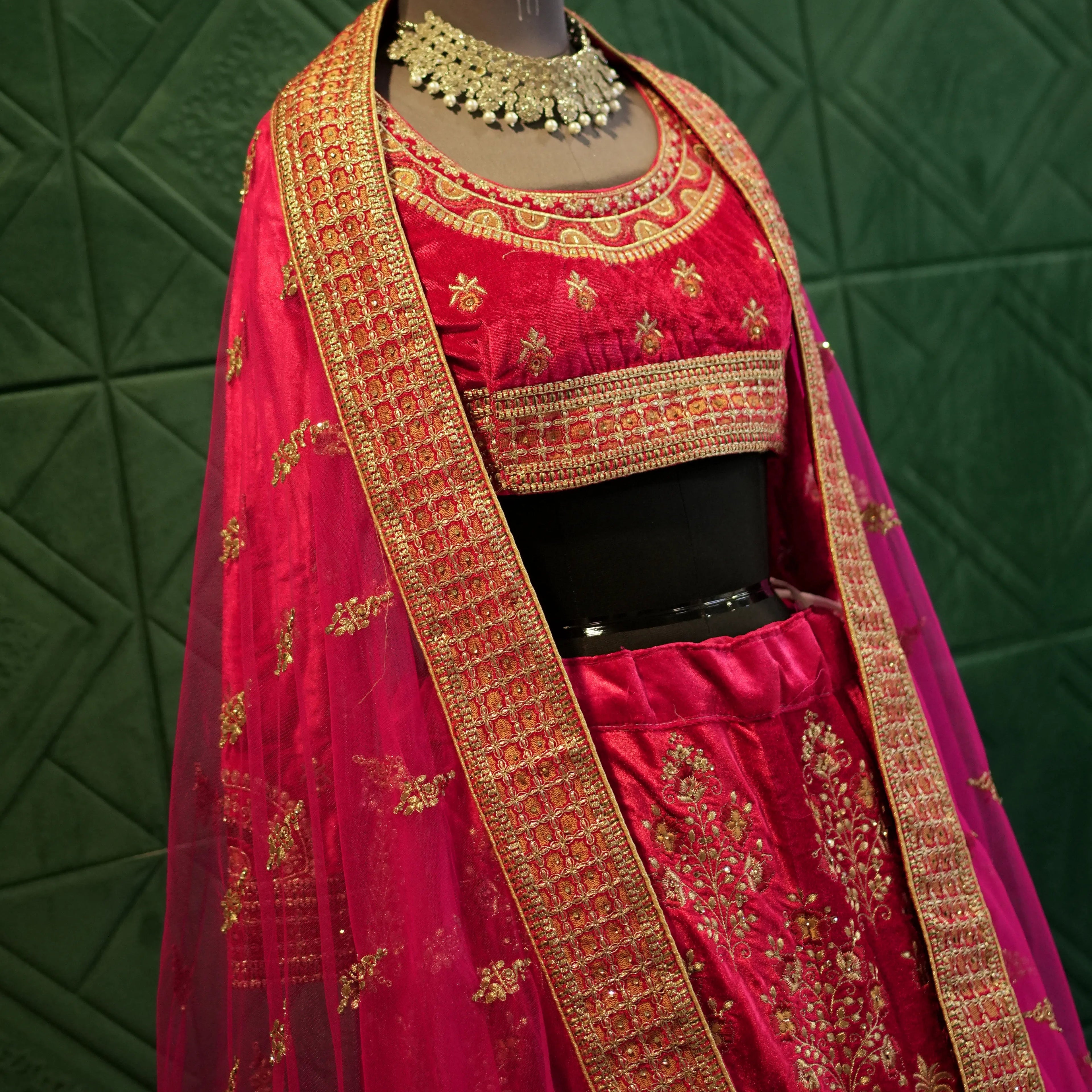 Luxury Hot Pink Bridal Lehenga