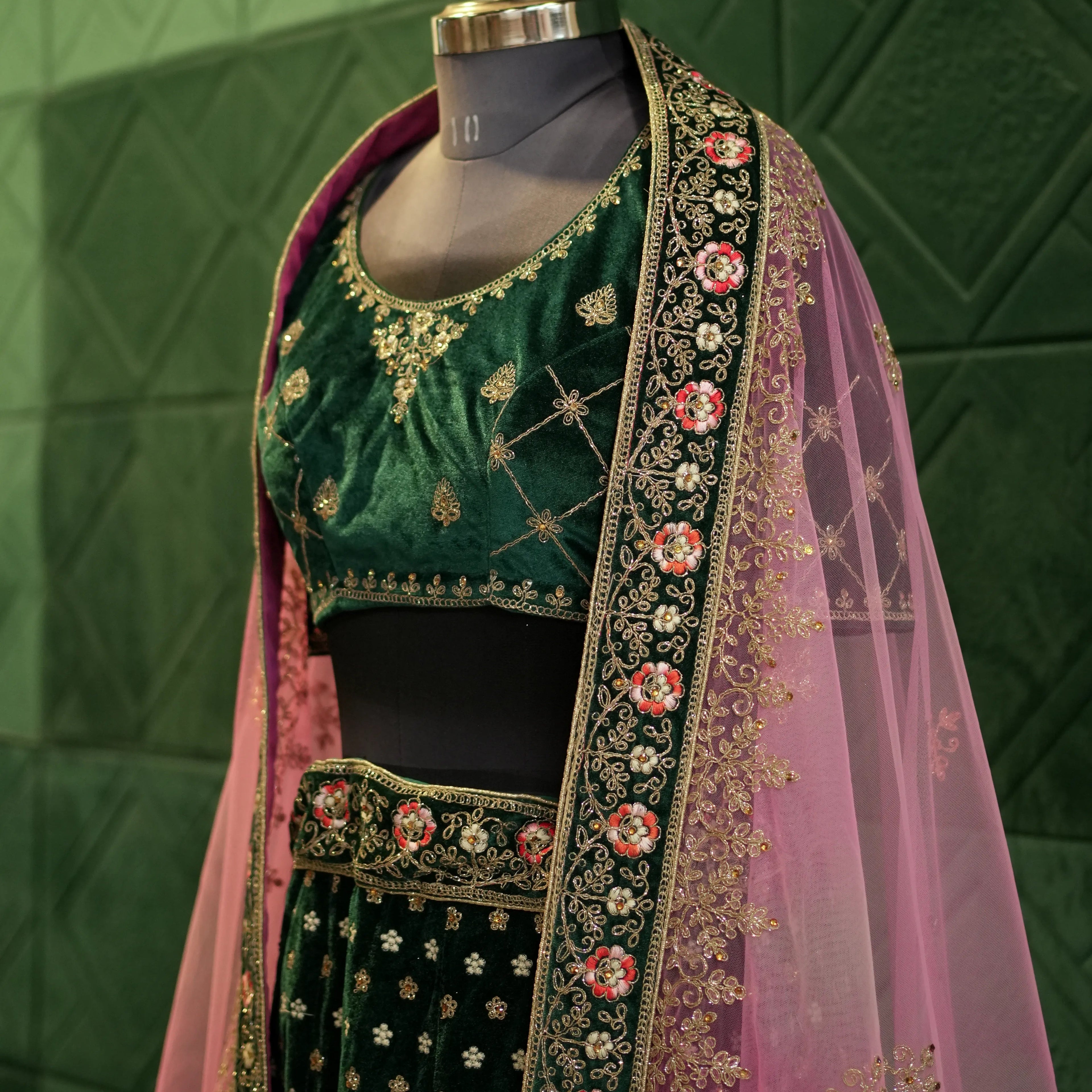 Emerald Green Bridal Lehenga