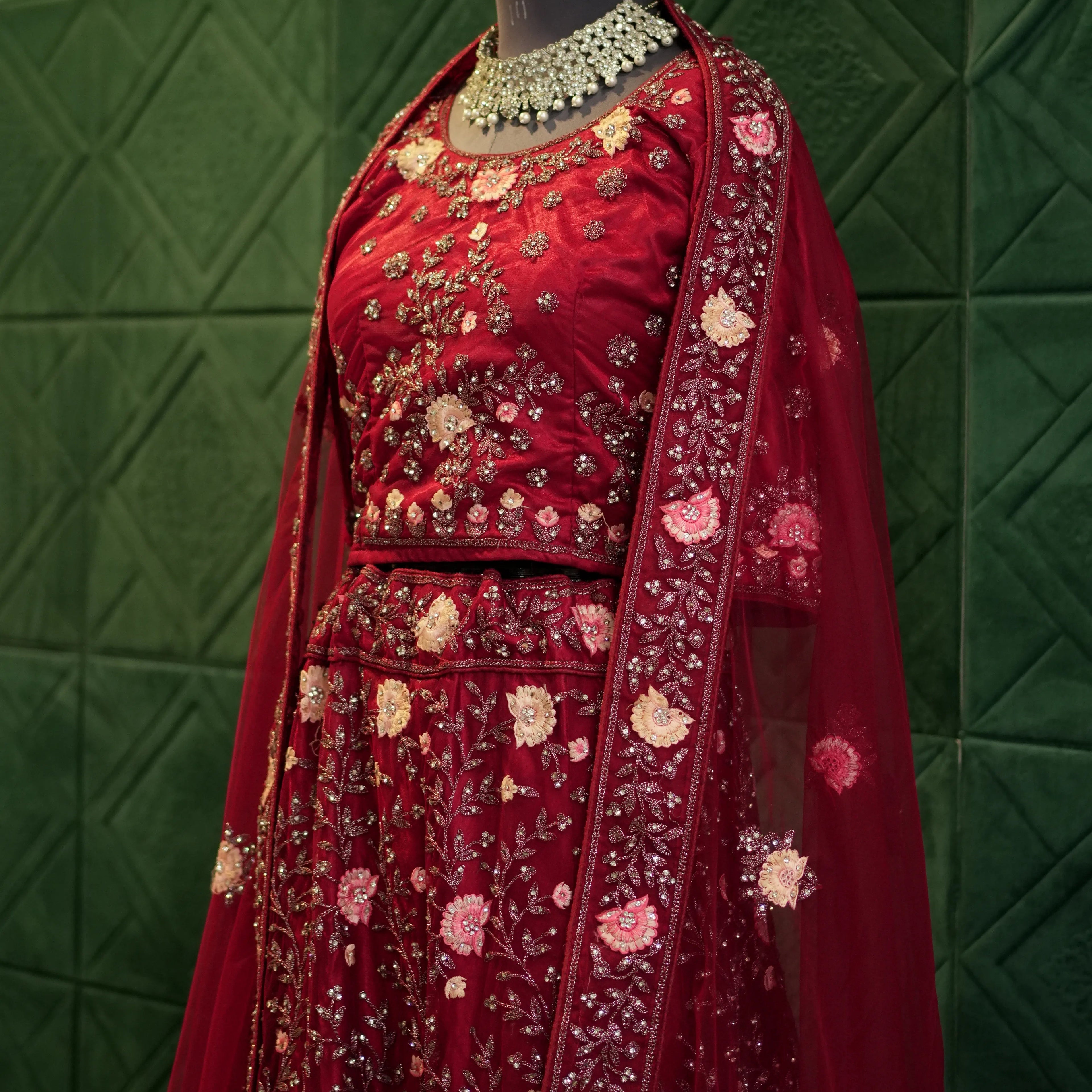 Red Floral Bridal Lehenga