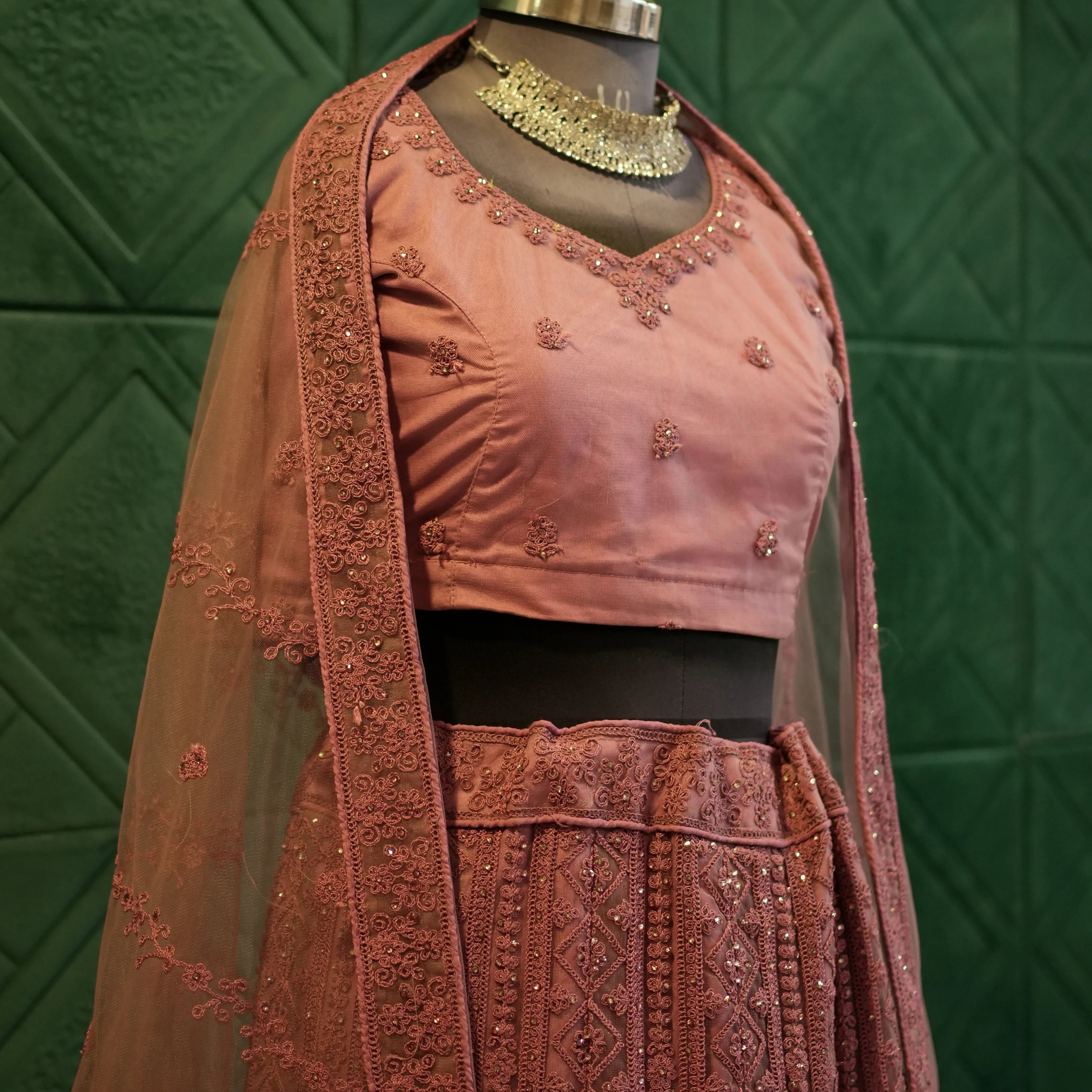 Elegant  Rose Bridal Lehenga