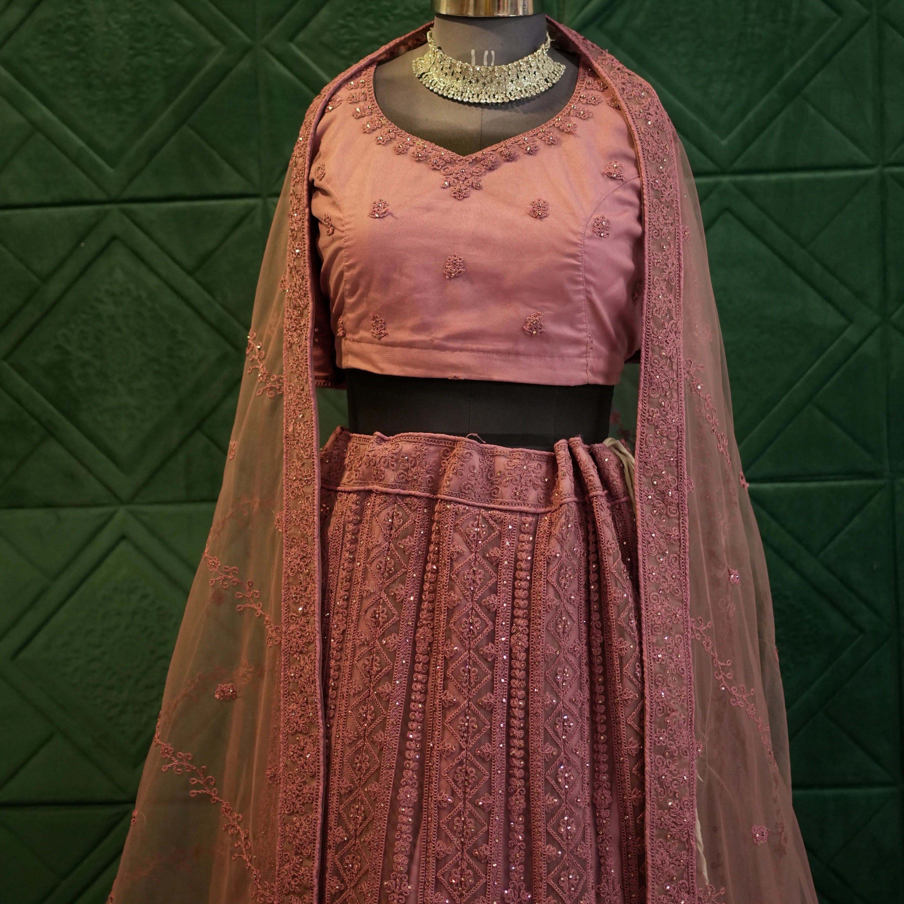 Elegant  Rose Bridal Lehenga
