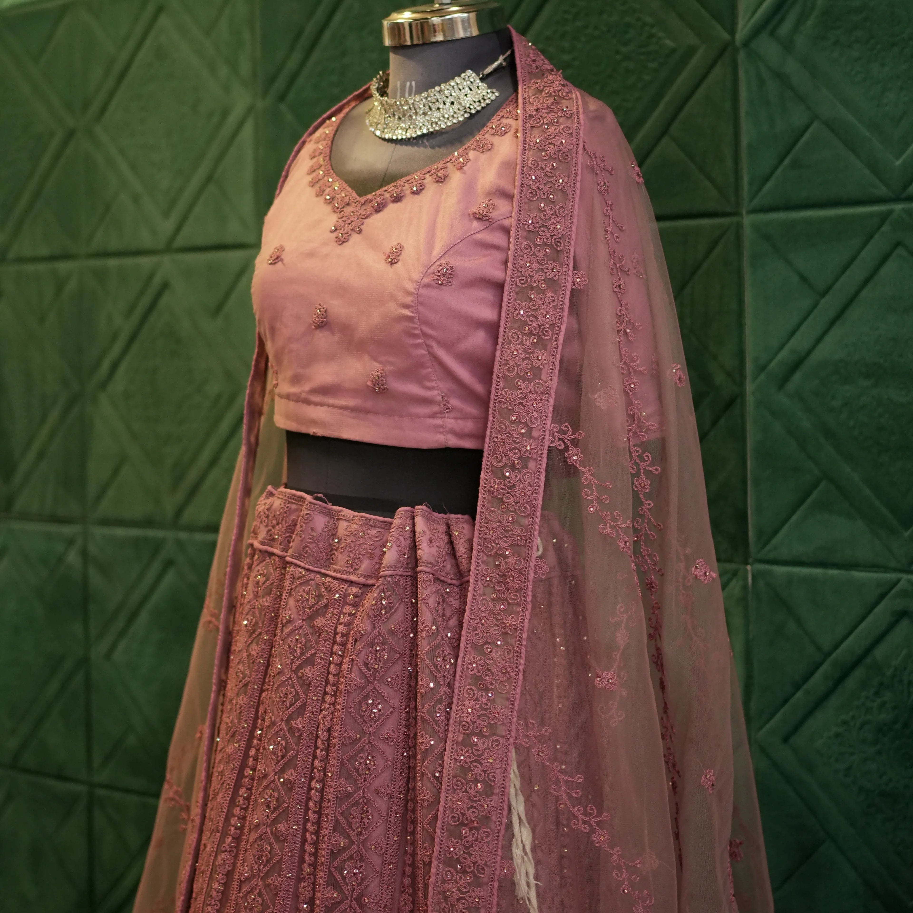 Elegant  Rose Bridal Lehenga