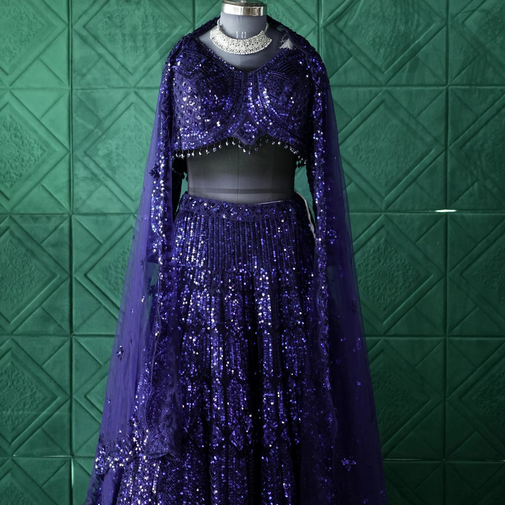 Navy Blue Sequin Lehenga