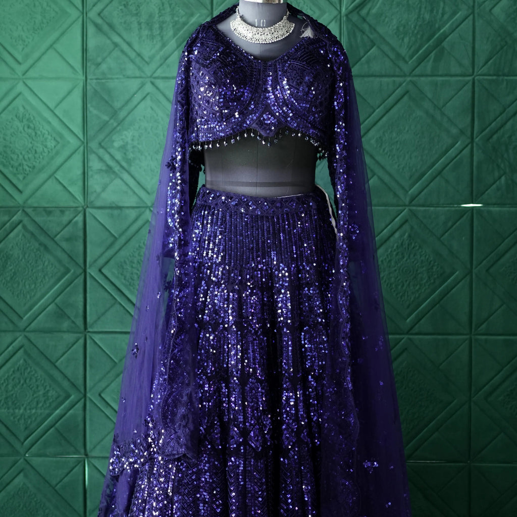 Navy Blue Sequin Lehenga
