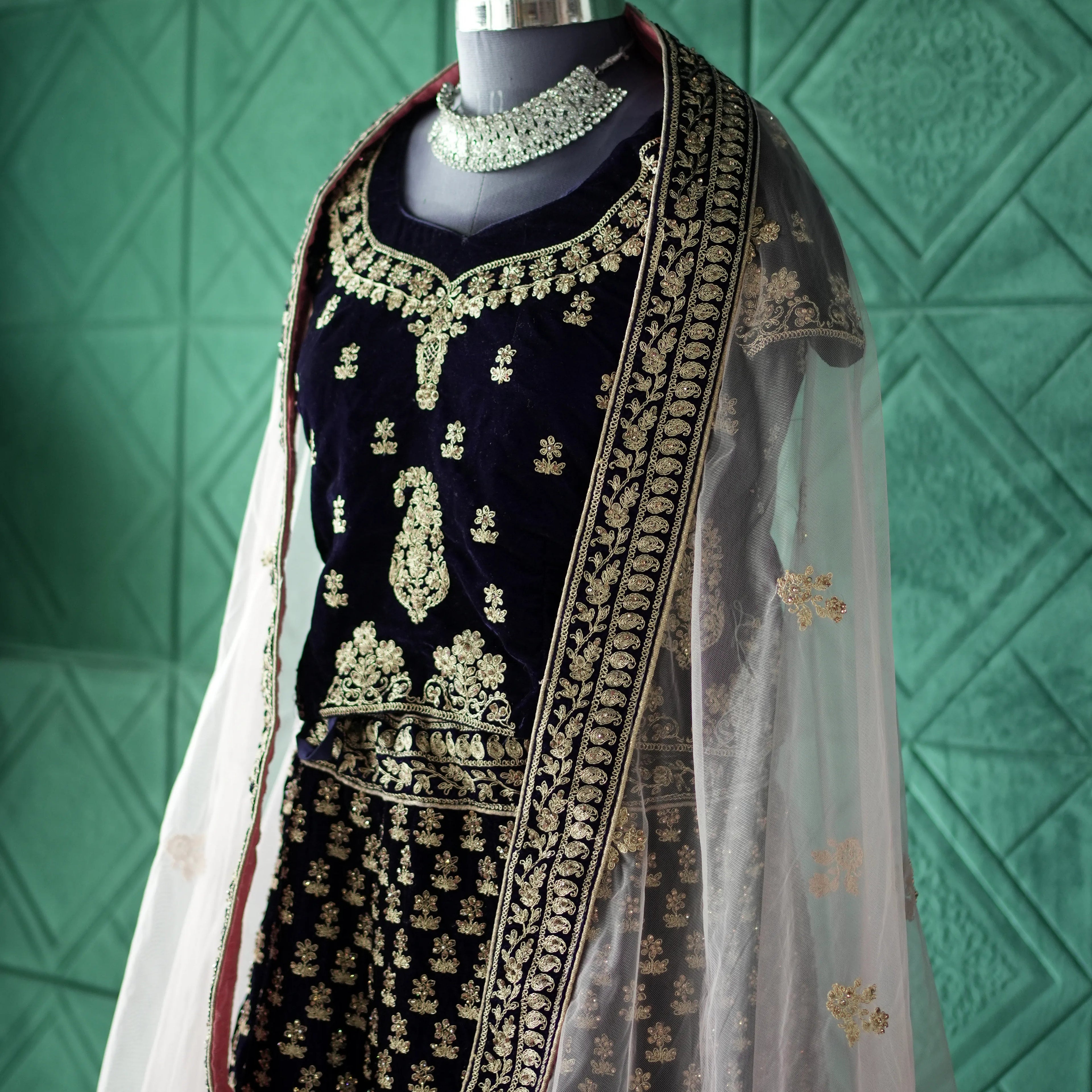 Navy Blue Bridal Lehenga