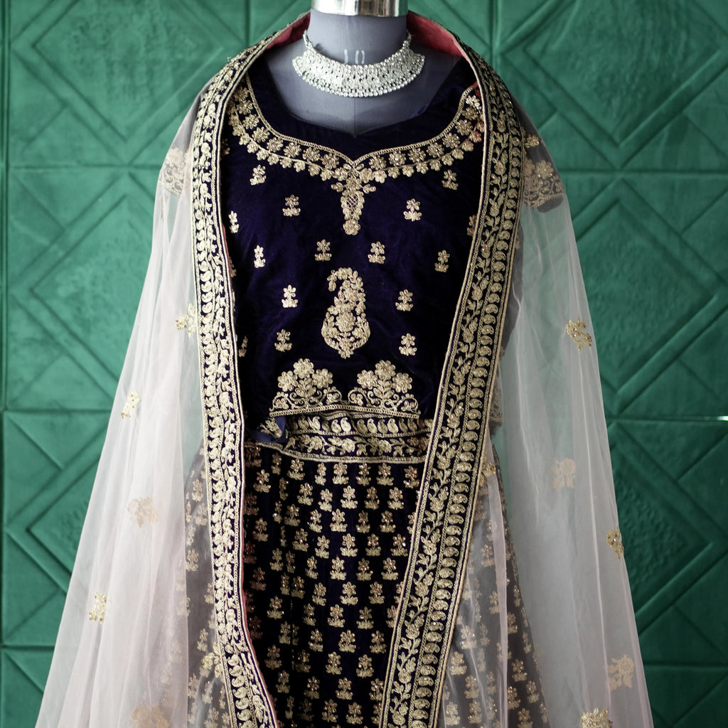Navy Blue Bridal Lehenga