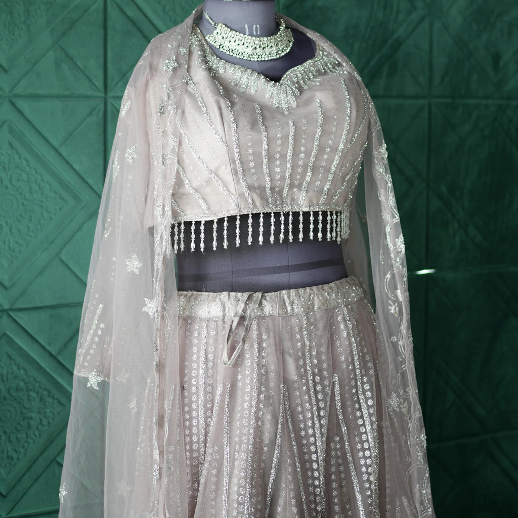 Silver Crop Top Set