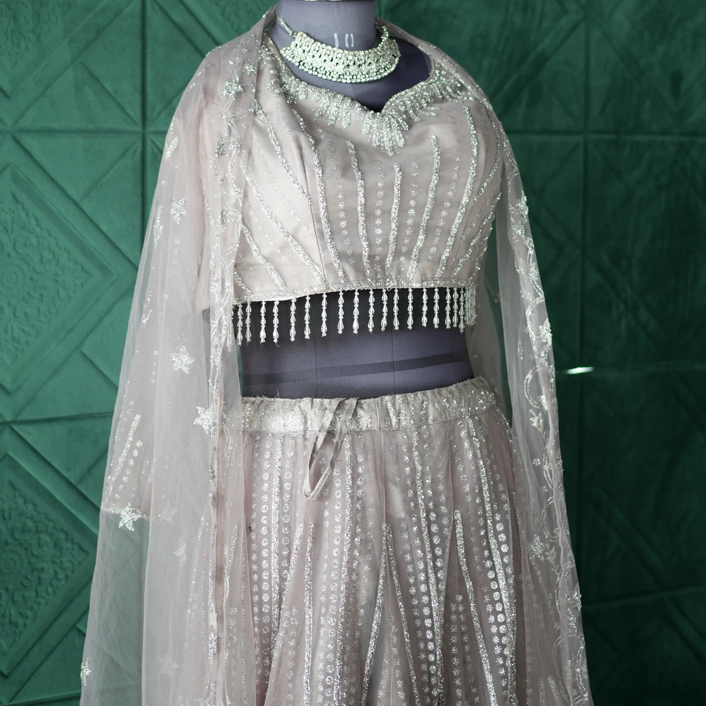 Silver Crop Top Set