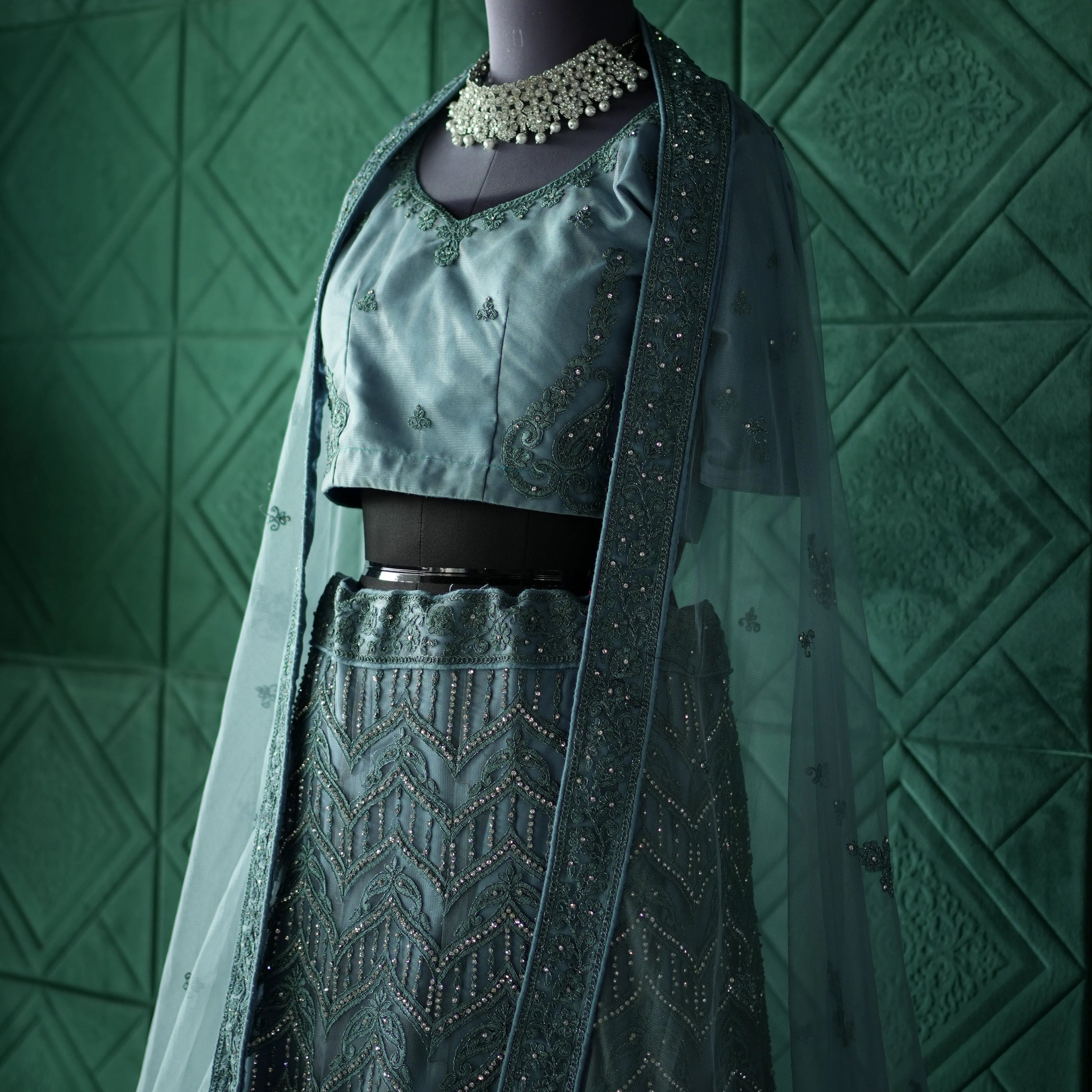 Ice Blue Bridal Lehenga