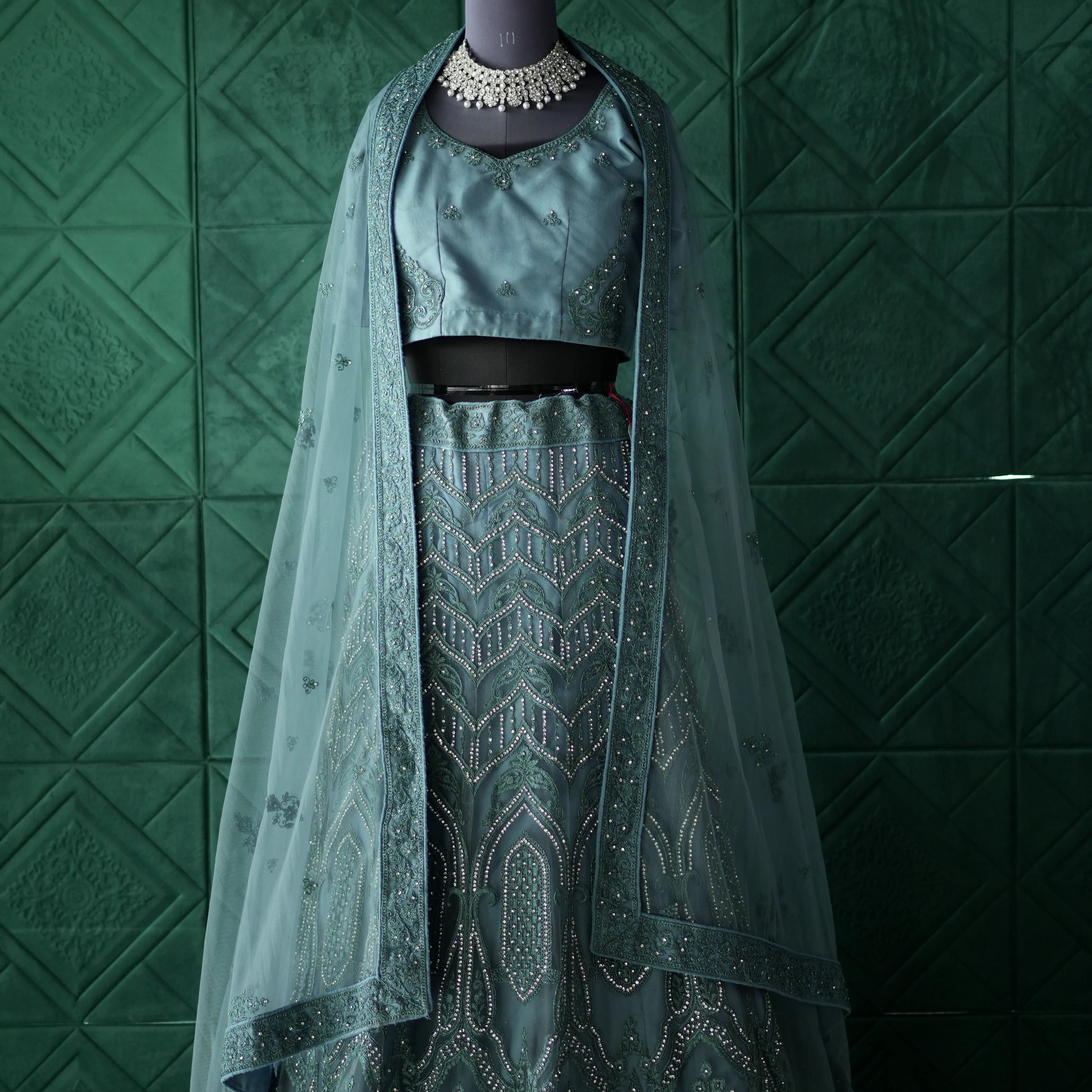 Ice Blue Bridal Lehenga
