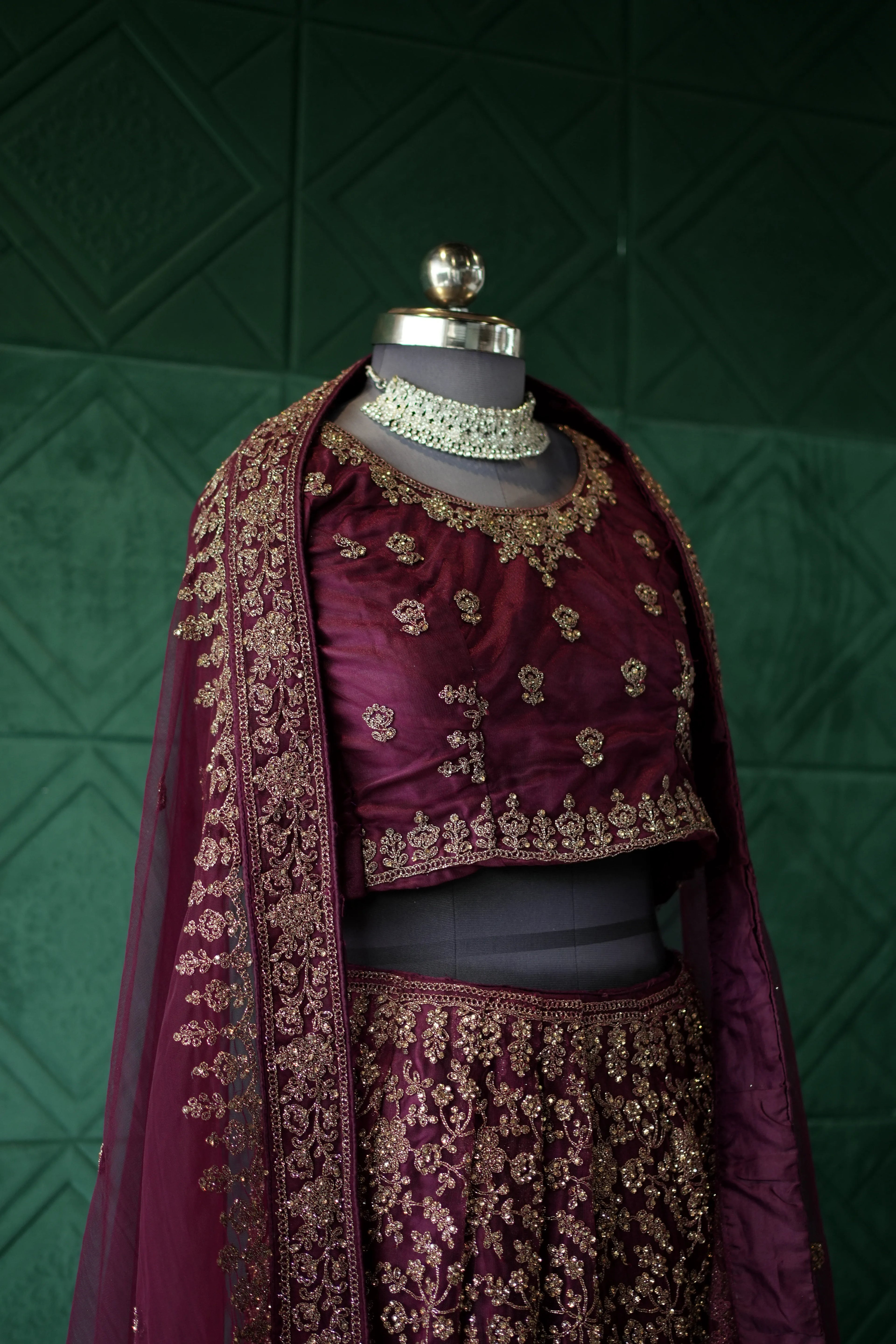Wine Maroon Bridal Lehenga