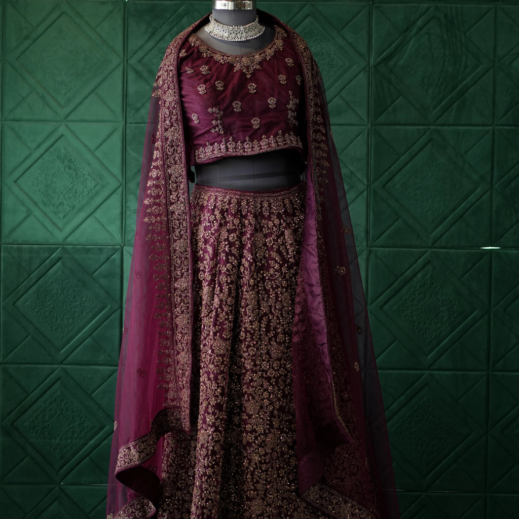 Wine Maroon Bridal Lehenga